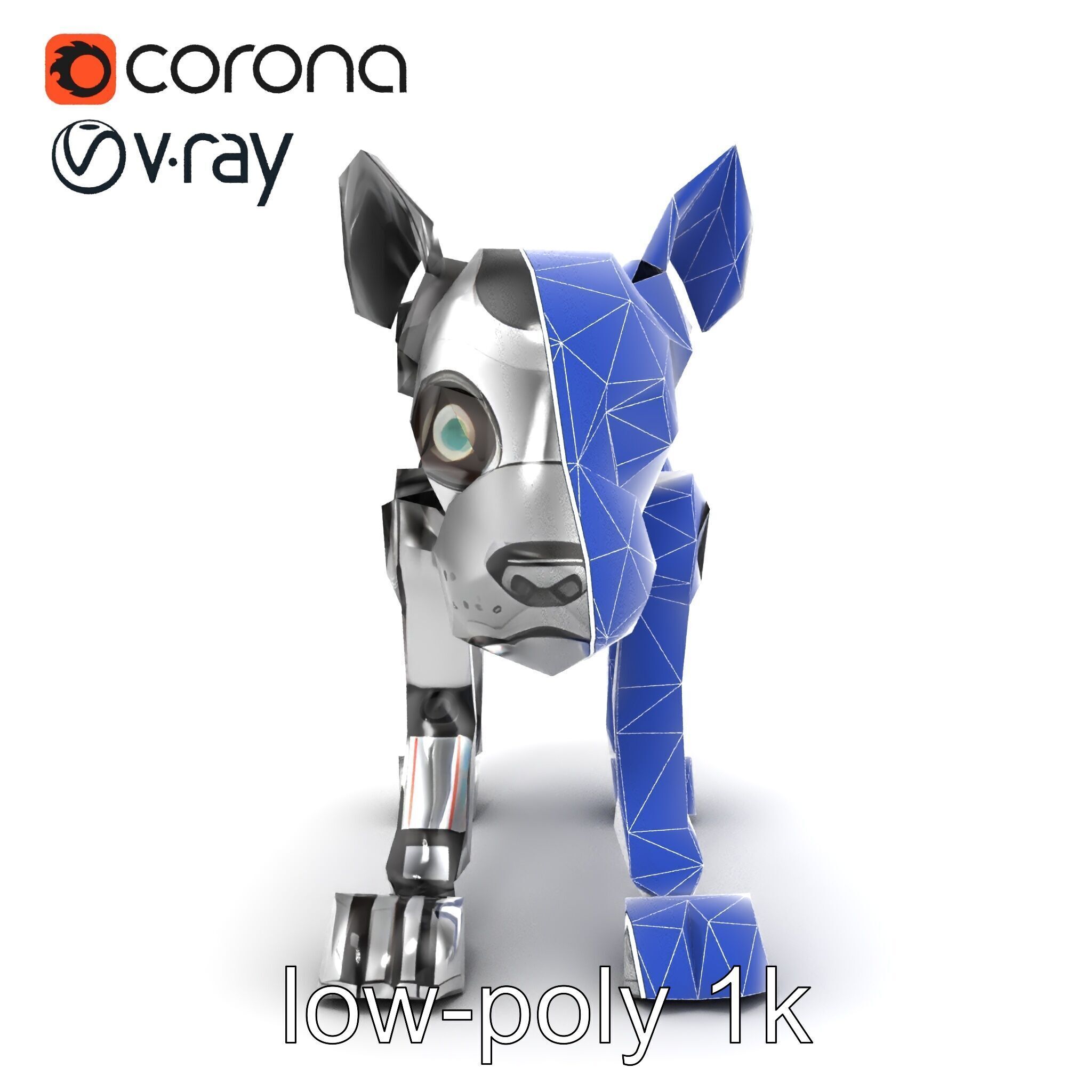 Companion Robot Dog with LED Face Panel model pack Low-poly 3D model_16