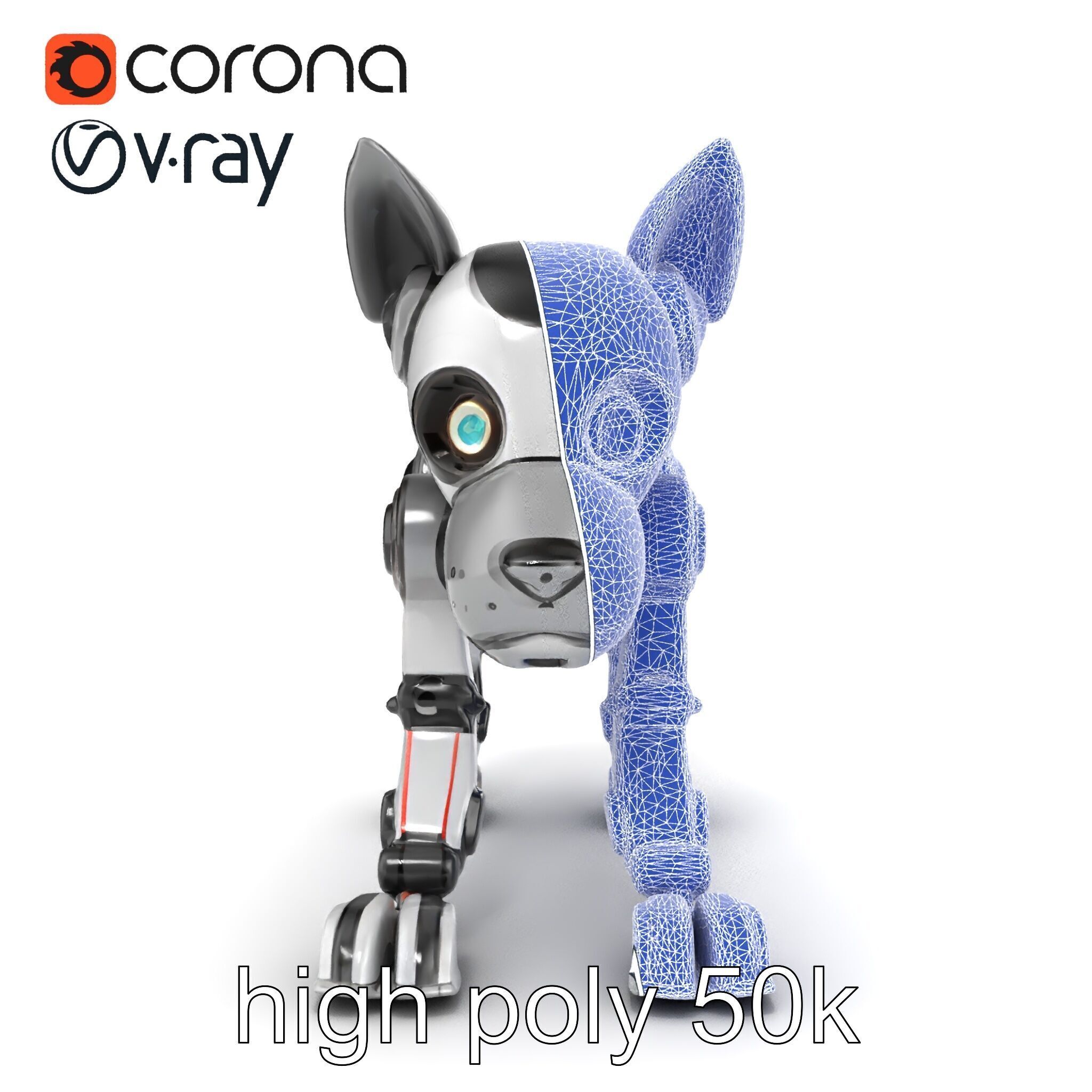 Companion Robot Dog with LED Face Panel model pack Low-poly 3D model_32