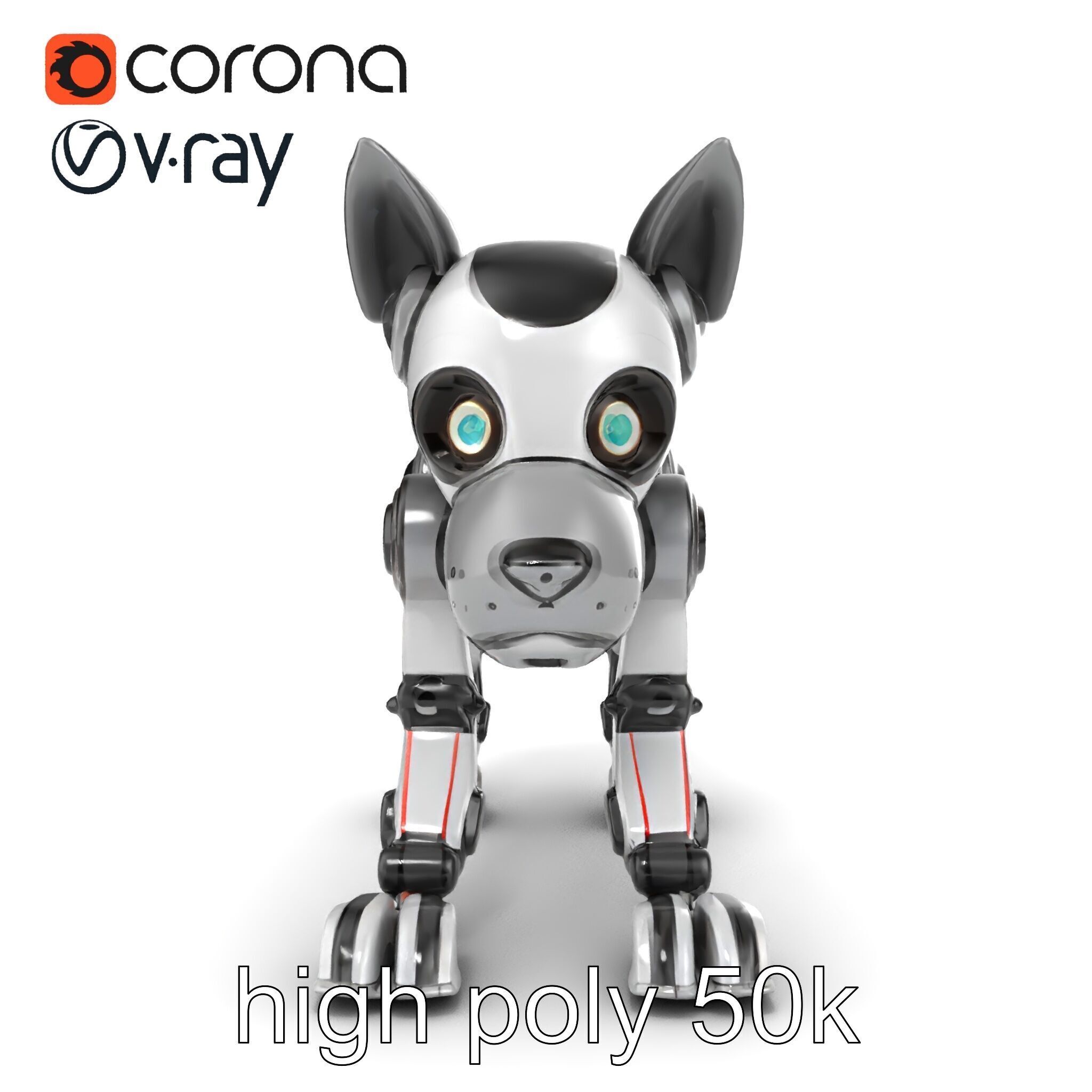 Companion Robot Dog with LED Face Panel model pack Low-poly 3D model_20