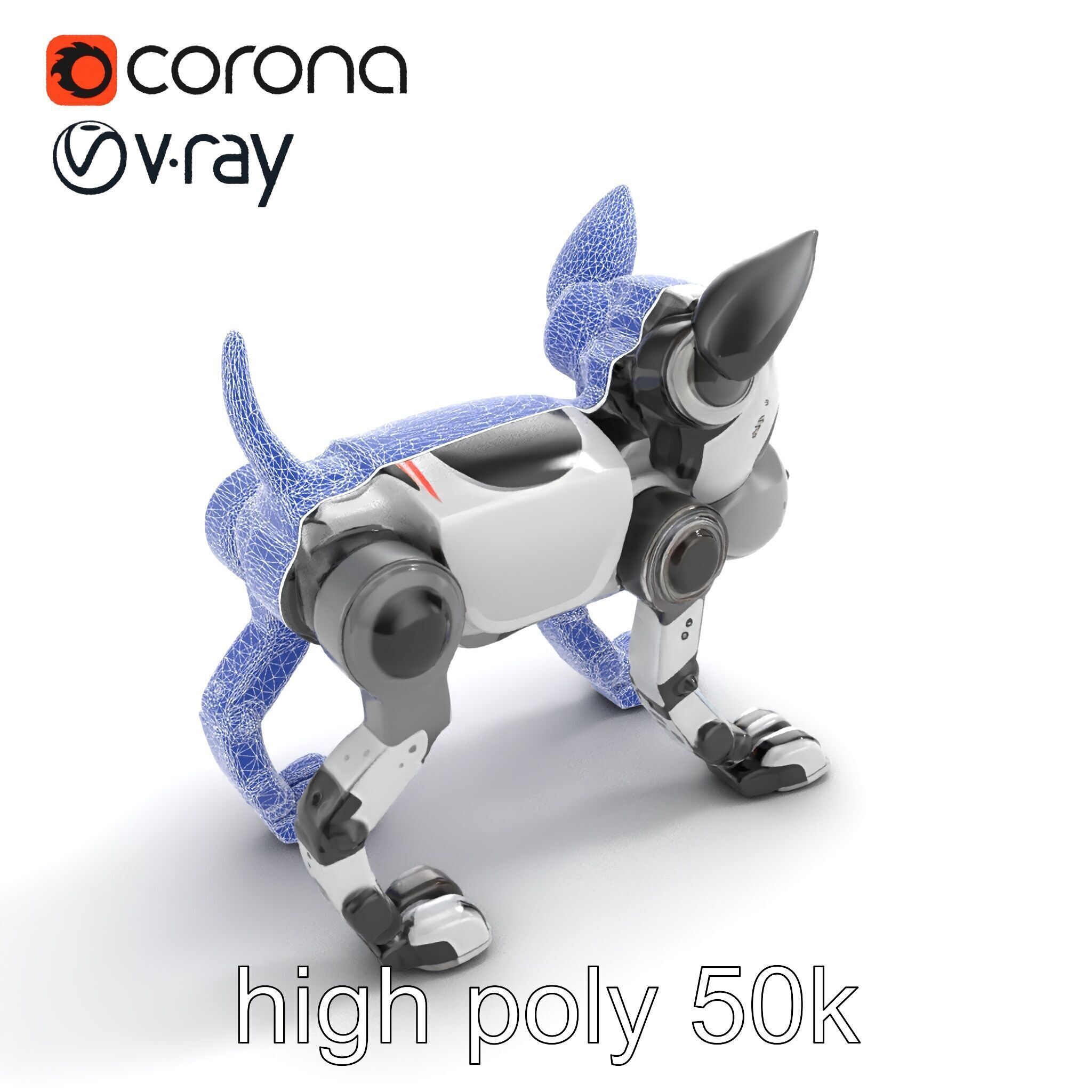 Companion Robot Dog with LED Face Panel model pack Low-poly 3D model_24