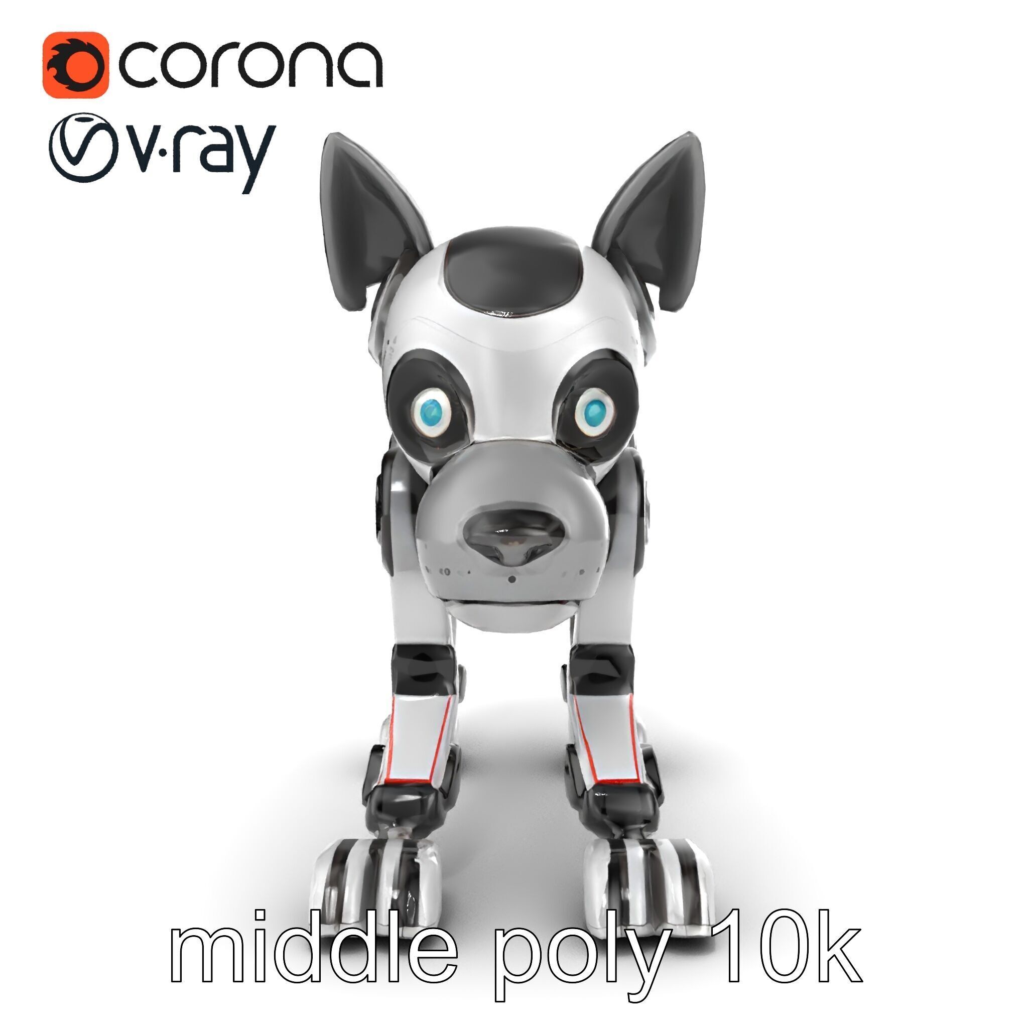 Companion Robot Dog with LED Face Panel model pack Low-poly 3D model_22
