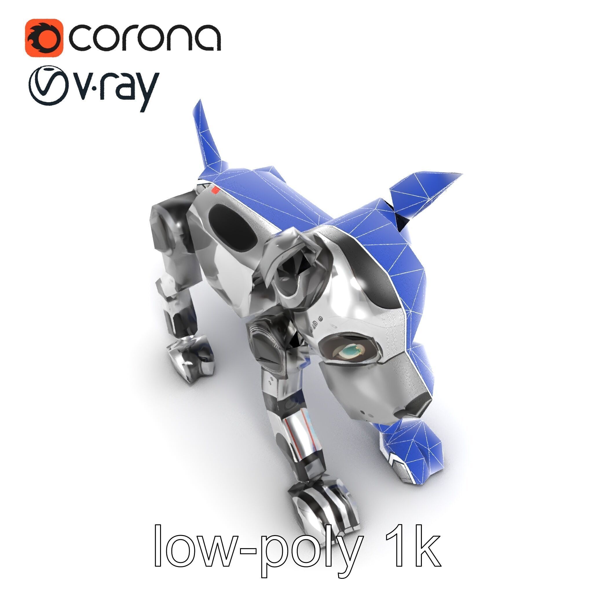 Companion Robot Dog with LED Face Panel model pack Low-poly 3D model_12