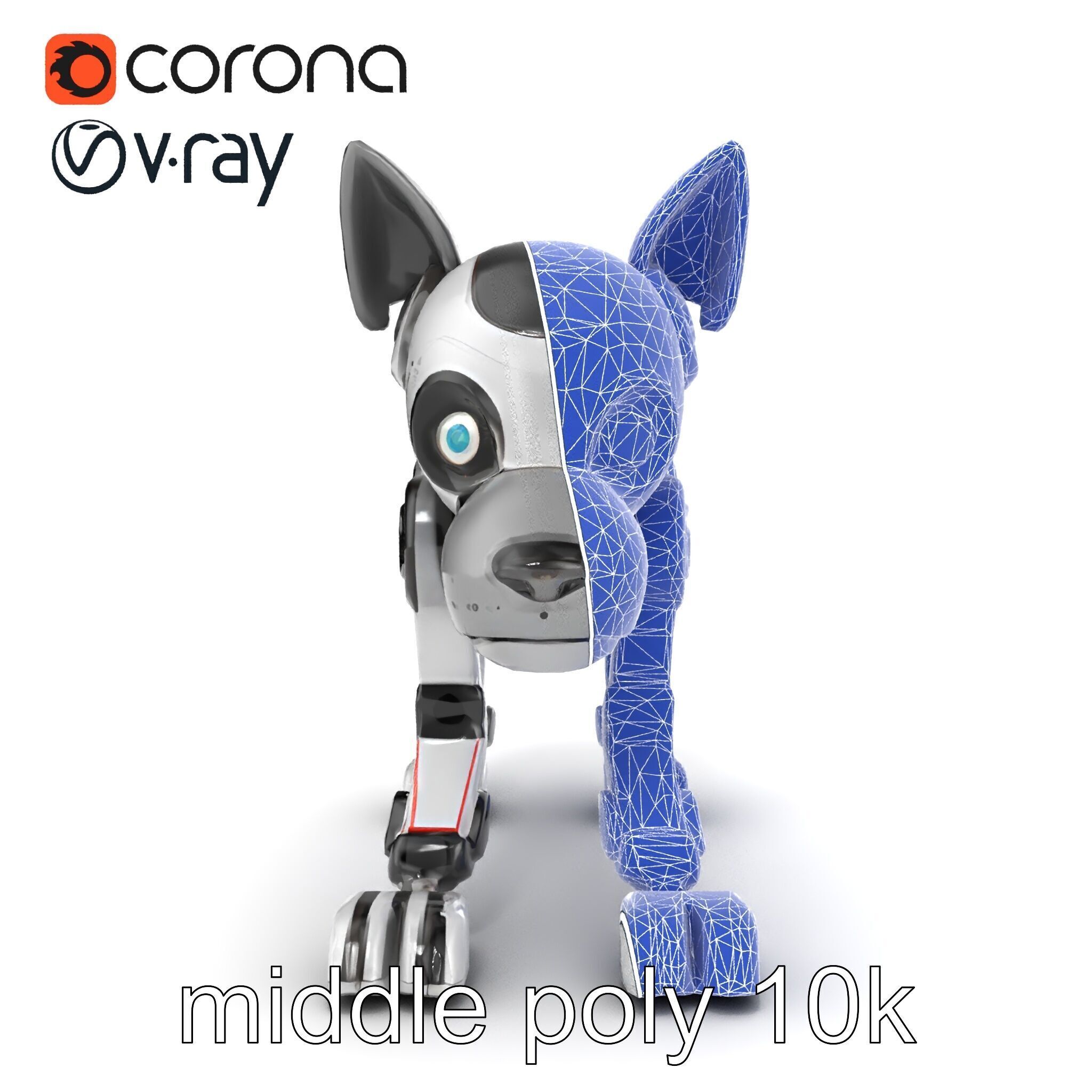 Companion Robot Dog with LED Face Panel model pack Low-poly 3D model_25