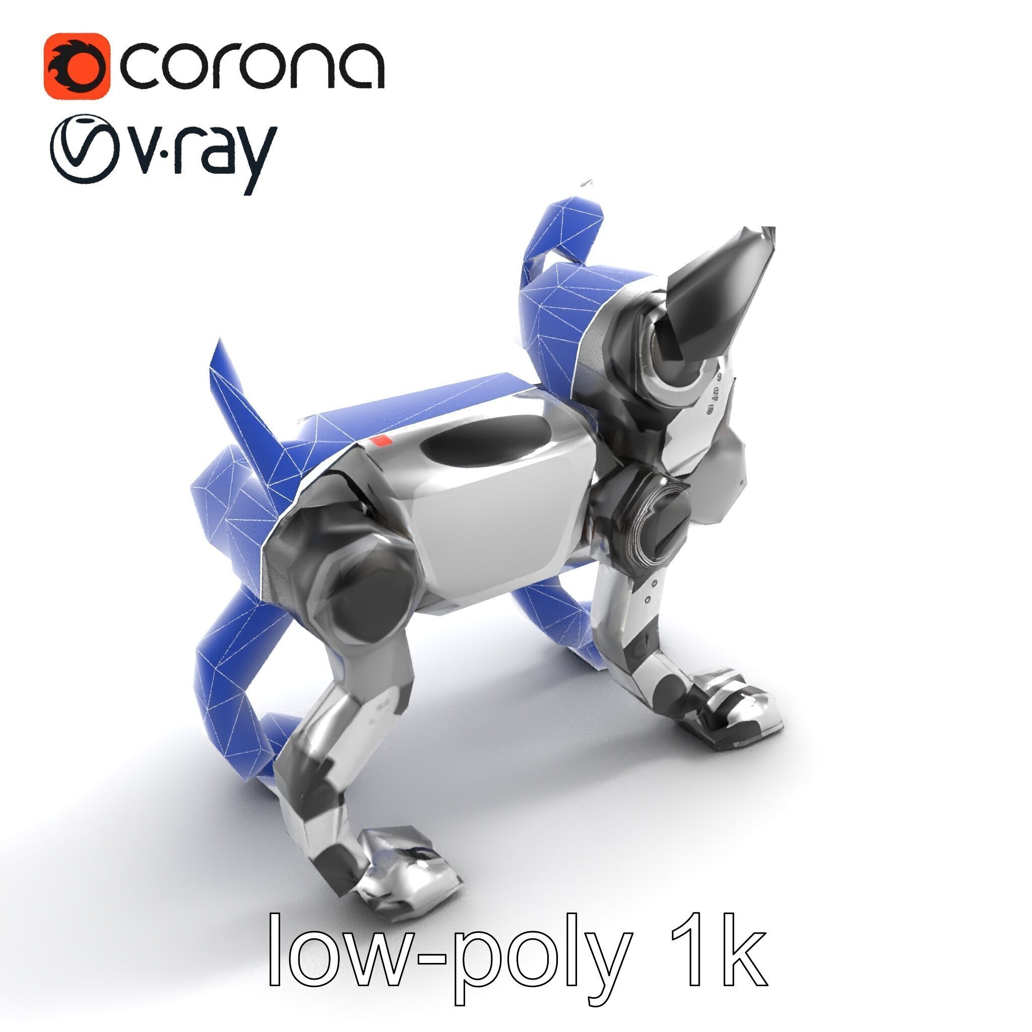 Companion Robot Dog with LED Face Panel model pack Low-poly 3D model_30