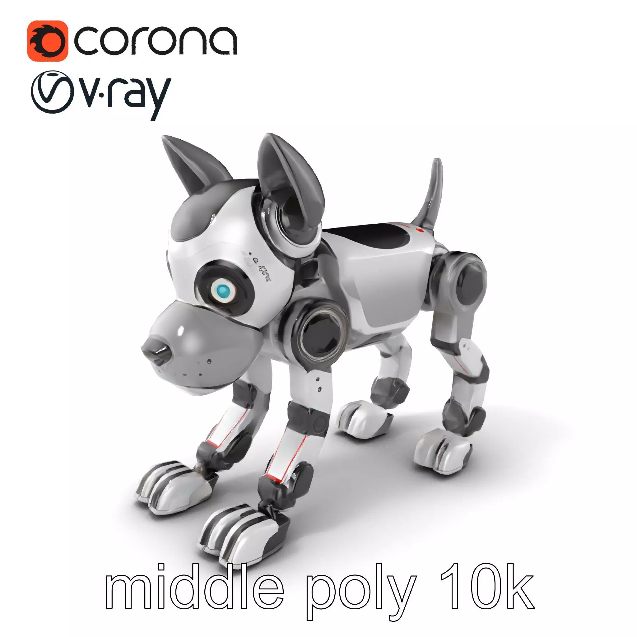 Companion Robot Dog with LED Face Panel model pack Low-poly 3D model_0