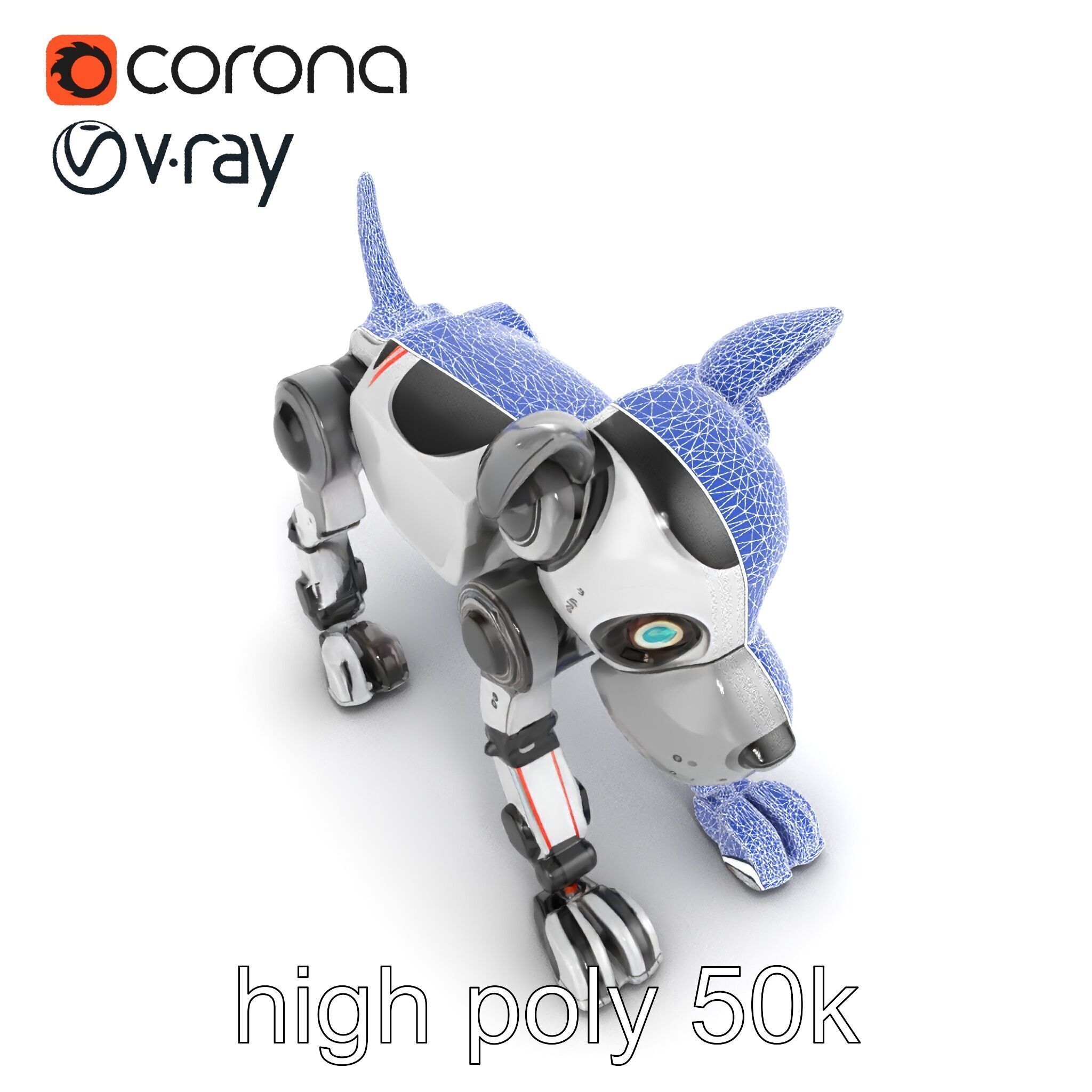 Companion Robot Dog with LED Face Panel model pack Low-poly 3D model_17