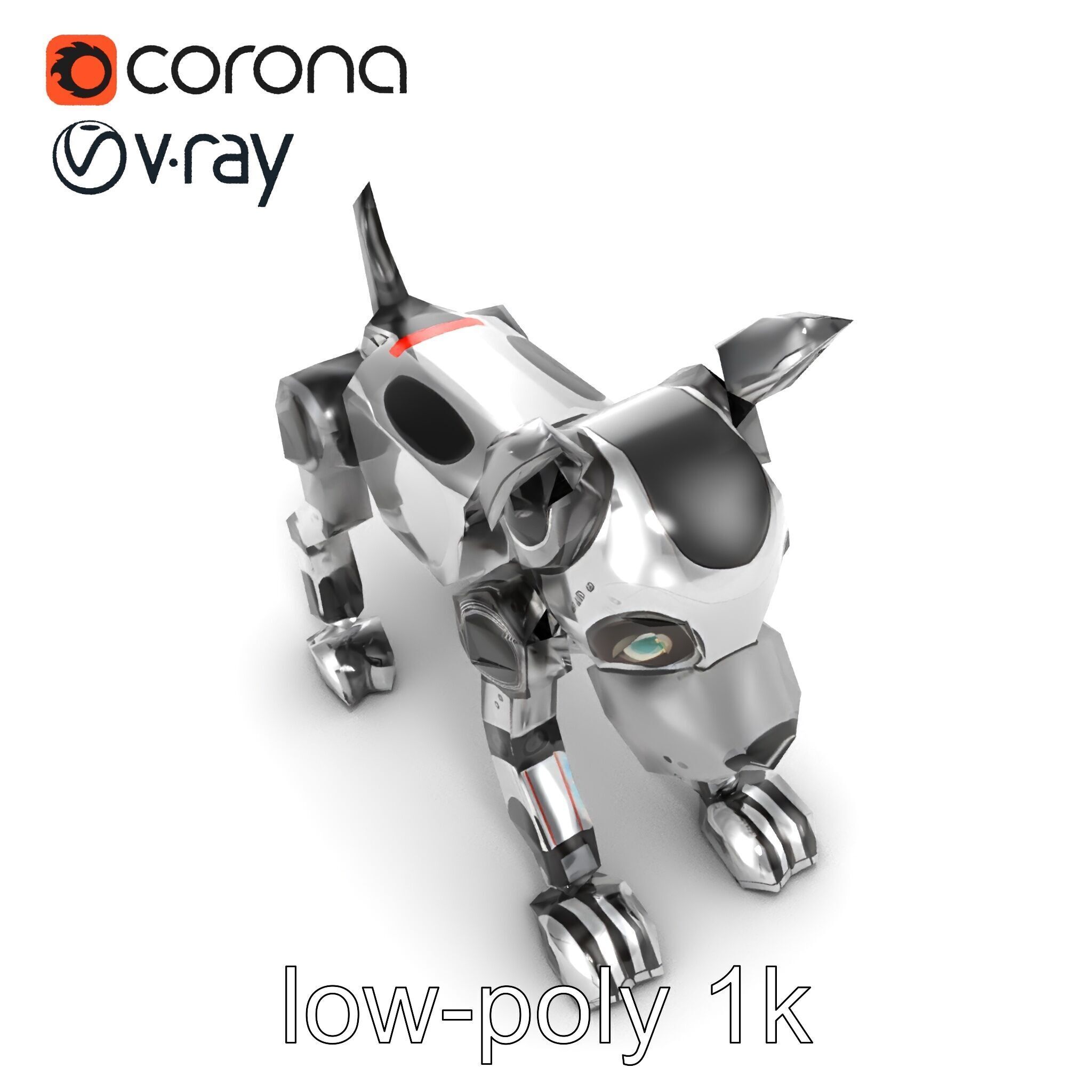 Companion Robot Dog with LED Face Panel model pack Low-poly 3D model_13