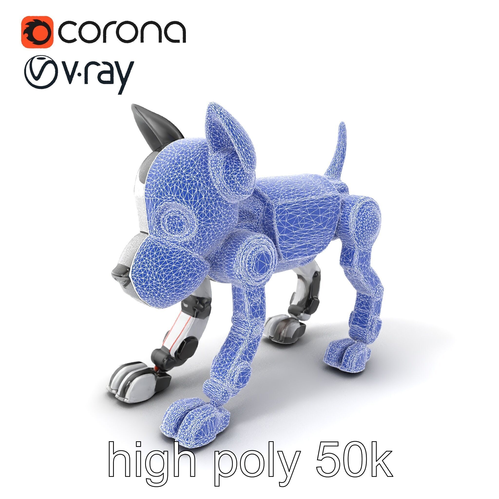 Companion Robot Dog with LED Face Panel model pack Low-poly 3D model_10