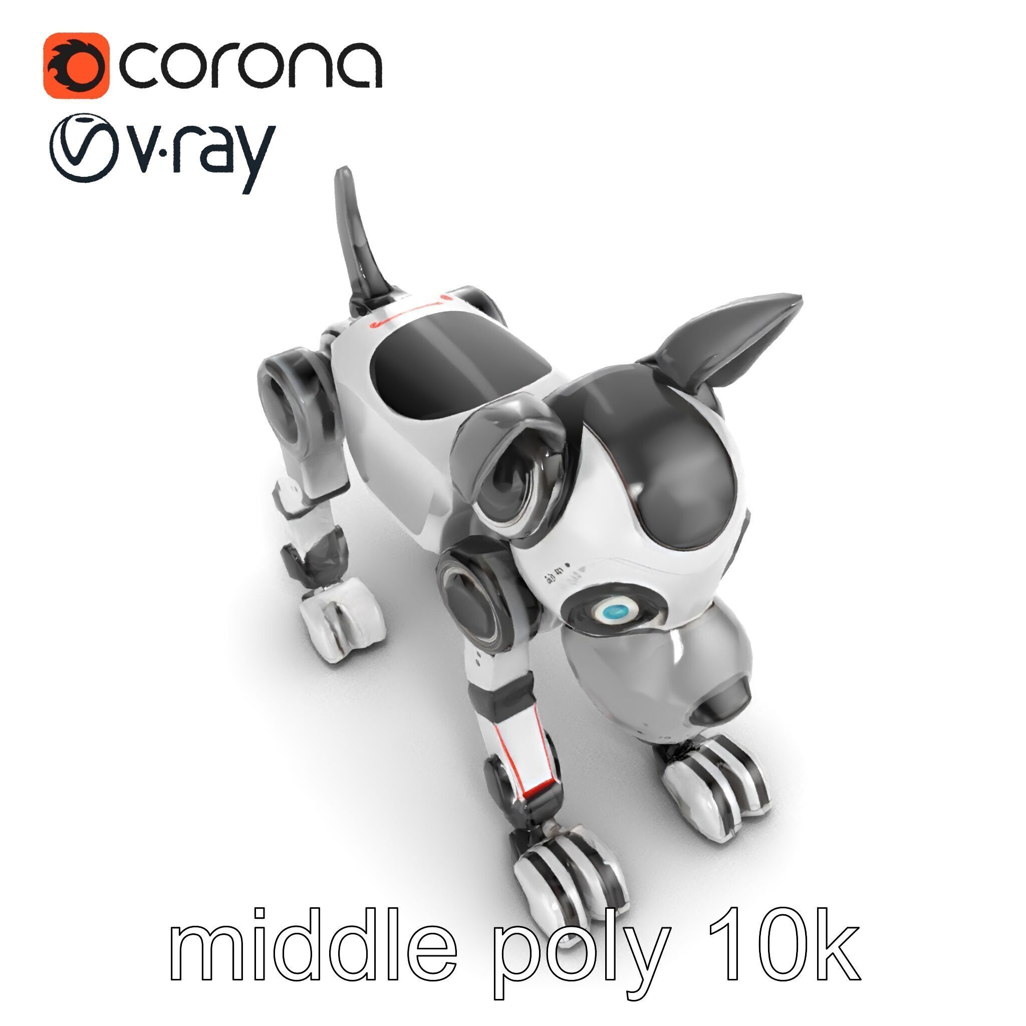Companion Robot Dog with LED Face Panel model pack Low-poly 3D model_11
