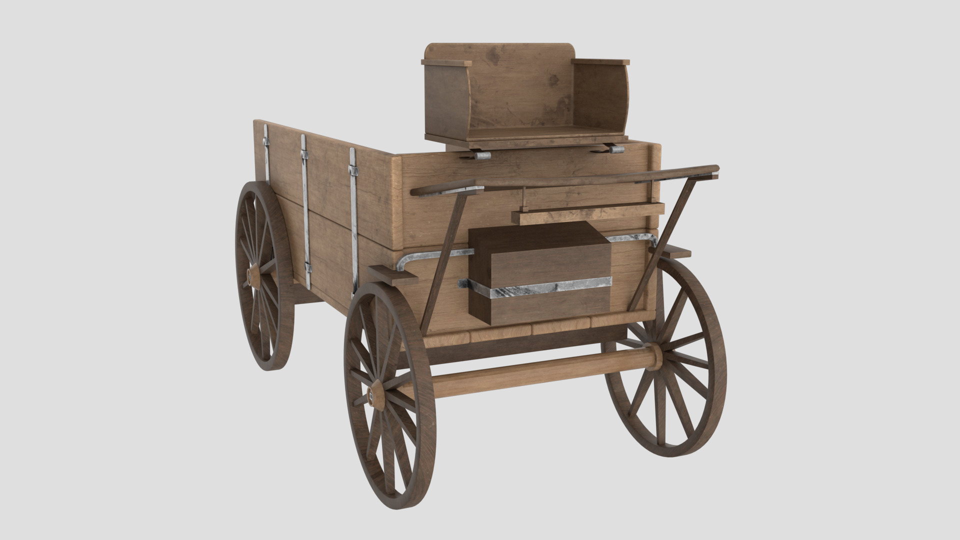 Horse Cart Low-poly 3D model_4