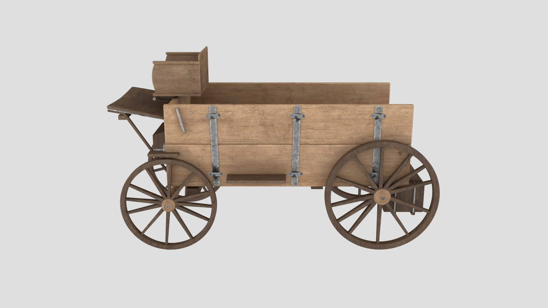 Horse Cart Low-poly 3D model_2