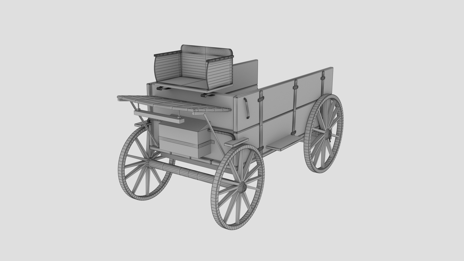 Horse Cart Low-poly 3D model_5