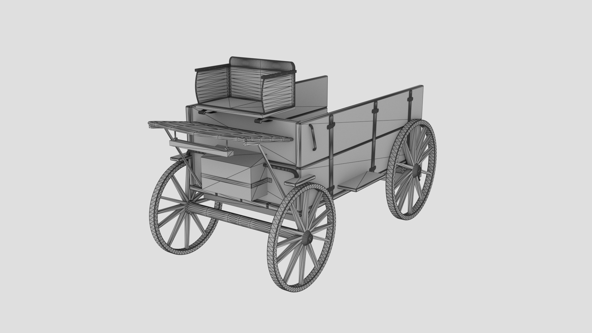 Horse Cart Low-poly 3D model_6
