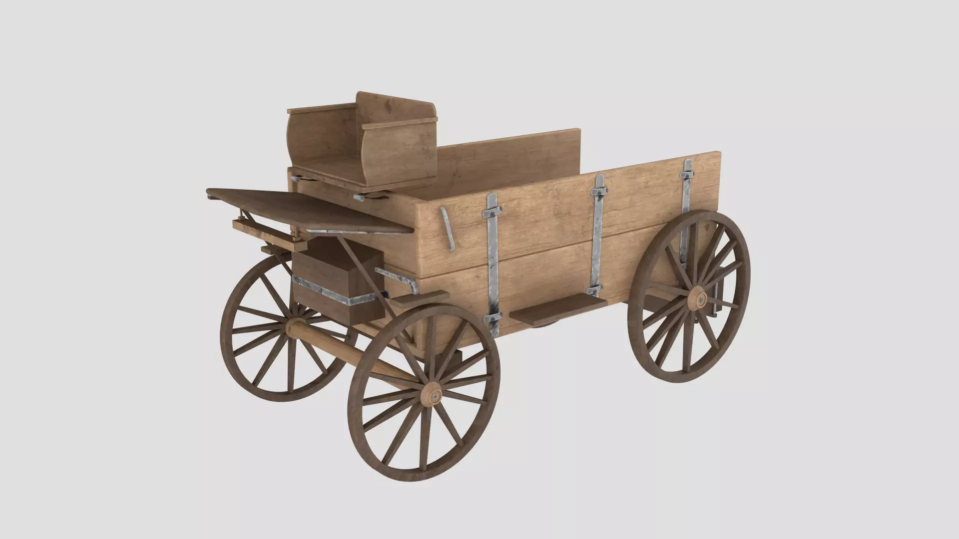 Horse Cart Low-poly 3D model_0