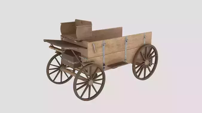 Horse Cart Low-poly 3D model