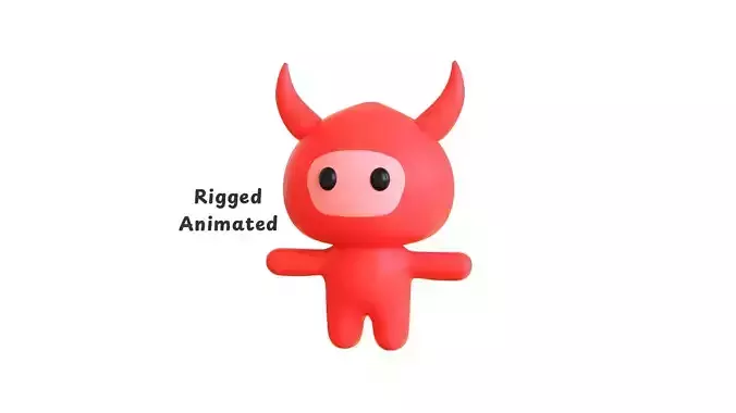 Low-Poly Character002 Devil Mascot Animated Low-poly 3D model