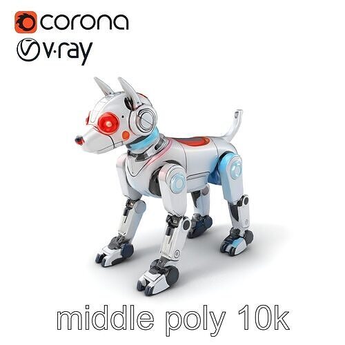 LED Lit Robot Dog model pack with neon strips and dynamic lig... Low-poly 3D model