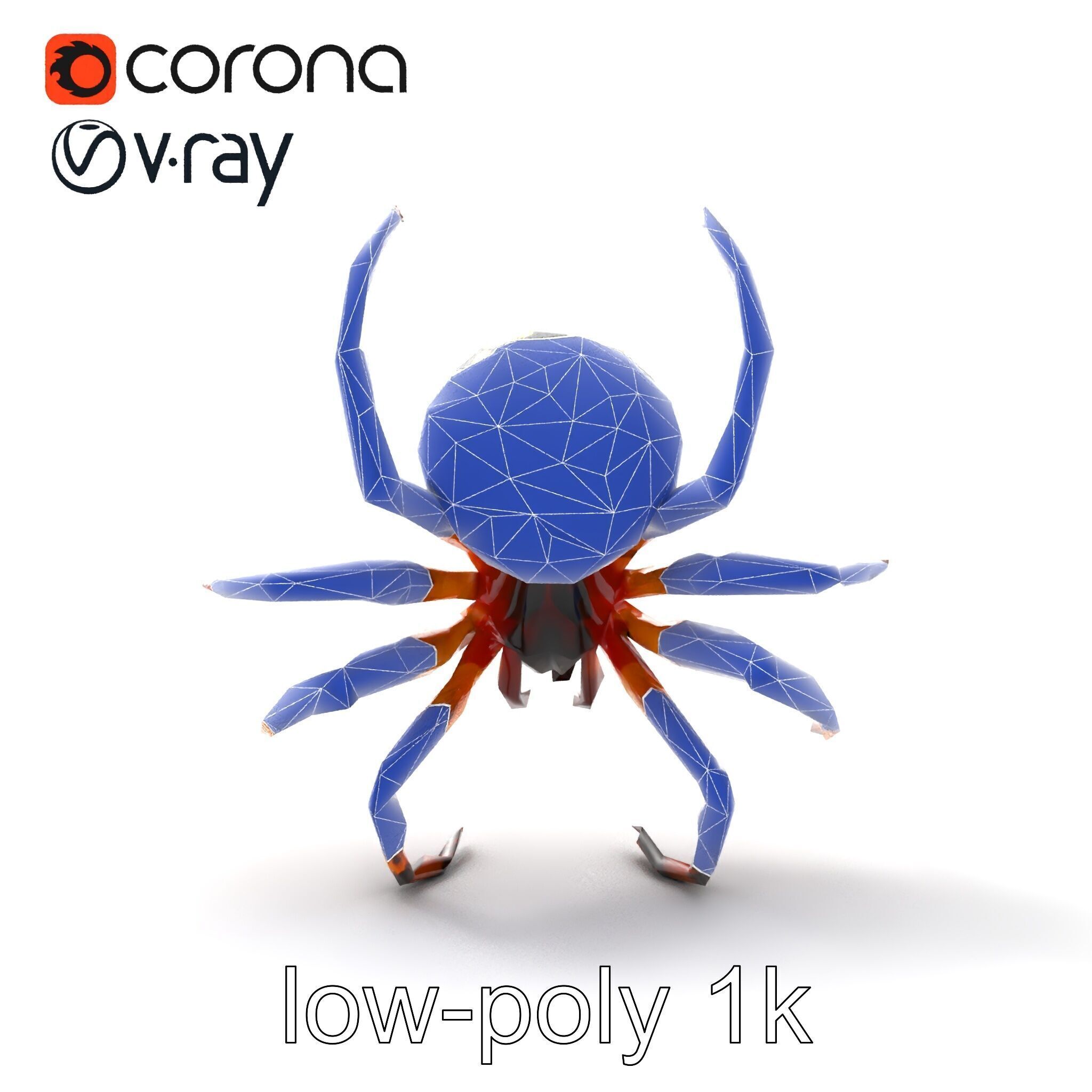 Orb-Weaver Spider Kaleidoscopic Colors model pack Low-poly 3D model_19