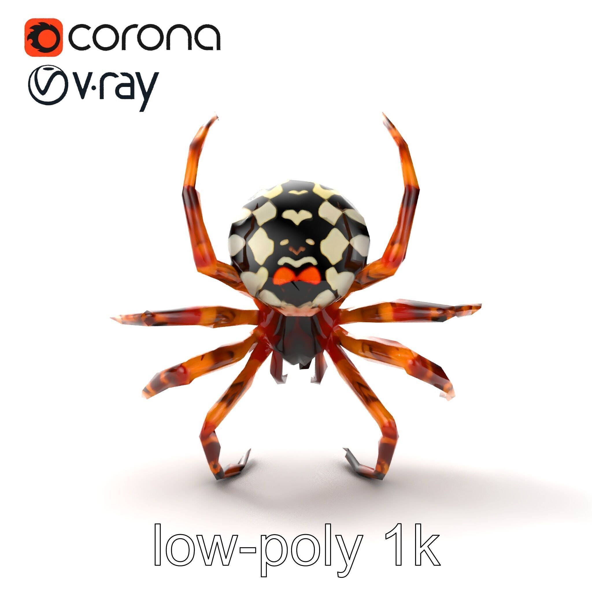 Orb-Weaver Spider Kaleidoscopic Colors model pack Low-poly 3D model_17