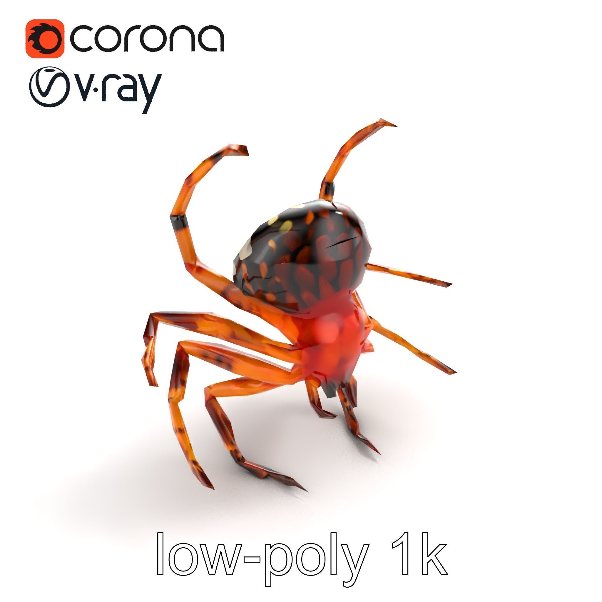 Orb-Weaver Spider Kaleidoscopic Colors model pack Low-poly 3D model_9