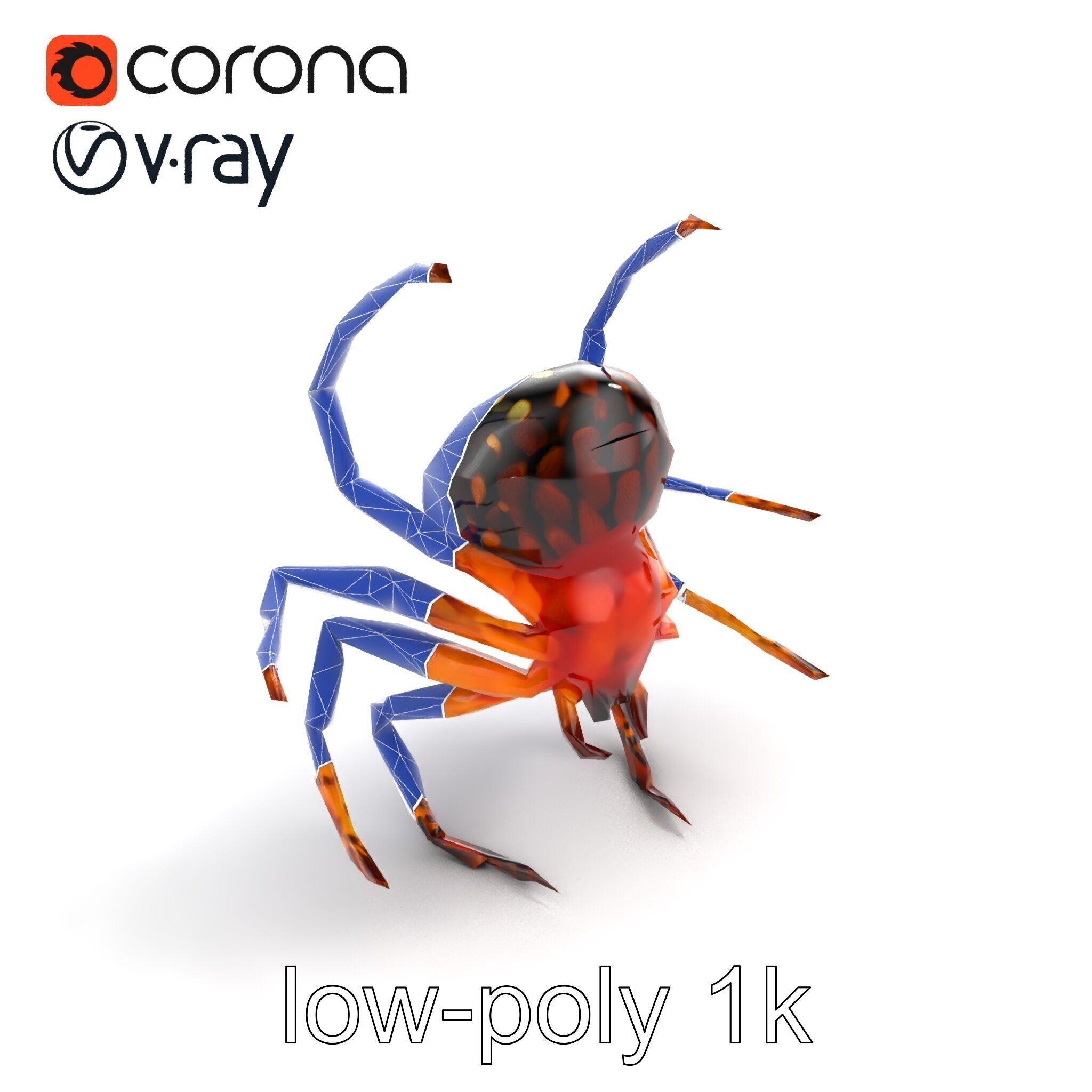 Orb-Weaver Spider Kaleidoscopic Colors model pack Low-poly 3D model_15