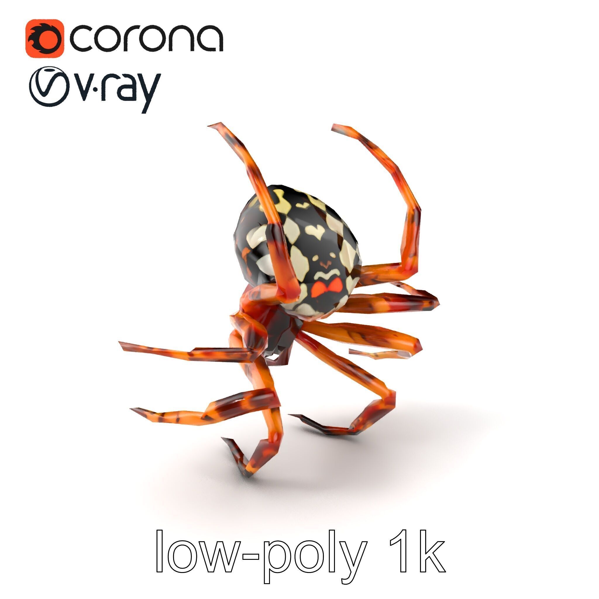 Orb-Weaver Spider Kaleidoscopic Colors model pack Low-poly 3D model_5