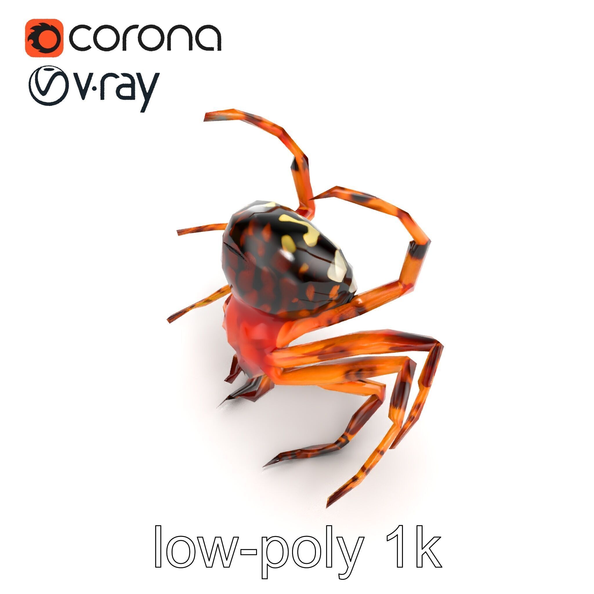 Orb-Weaver Spider Kaleidoscopic Colors model pack Low-poly 3D model_11