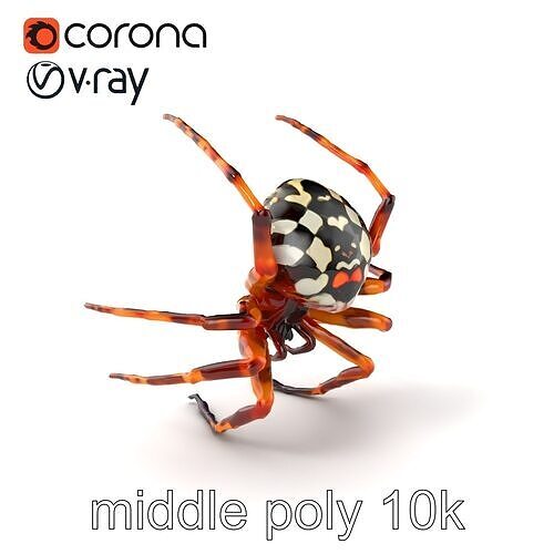 Orb-Weaver Spider Kaleidoscopic Colors model pack Low-poly 3D model