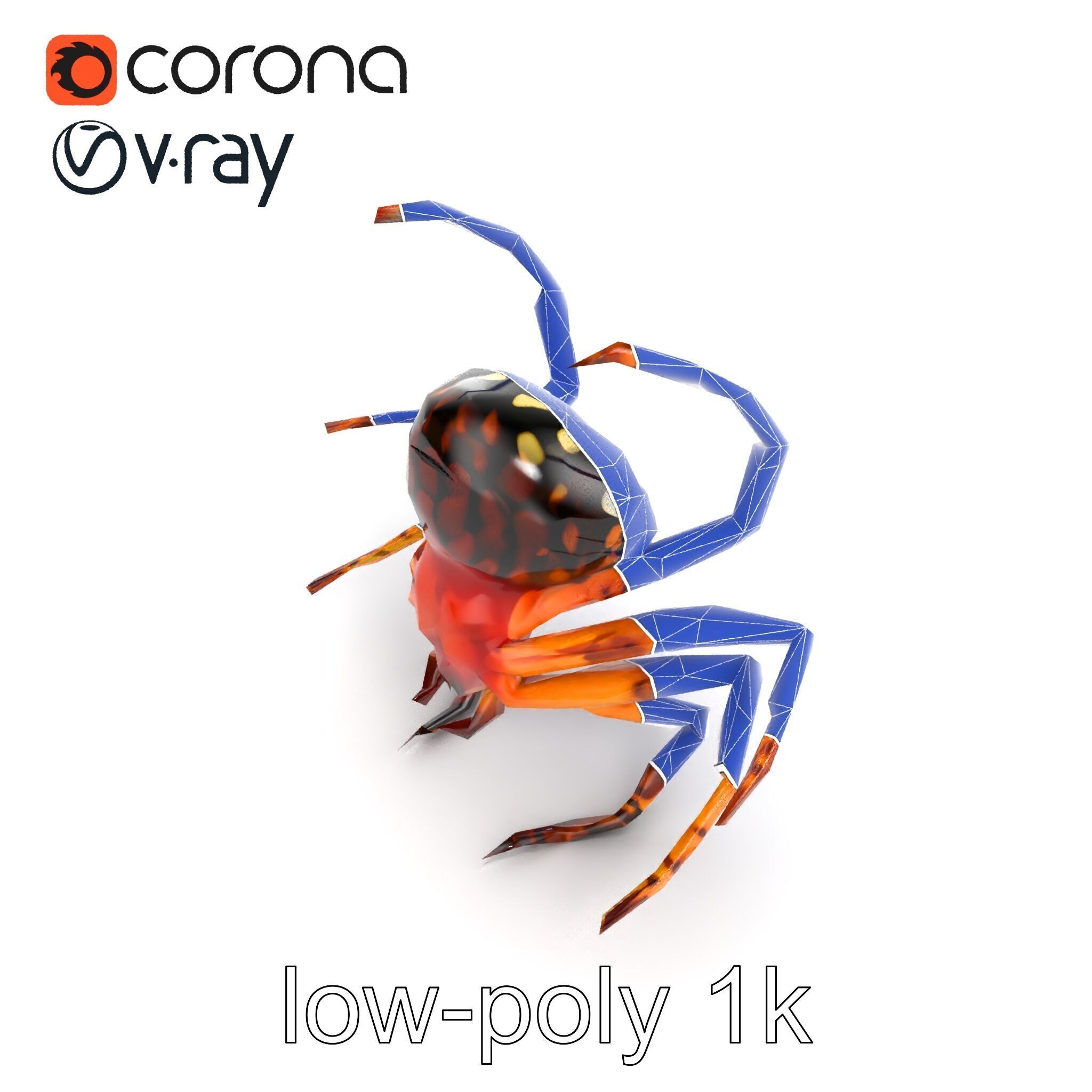 Orb-Weaver Spider Kaleidoscopic Colors model pack Low-poly 3D model_28