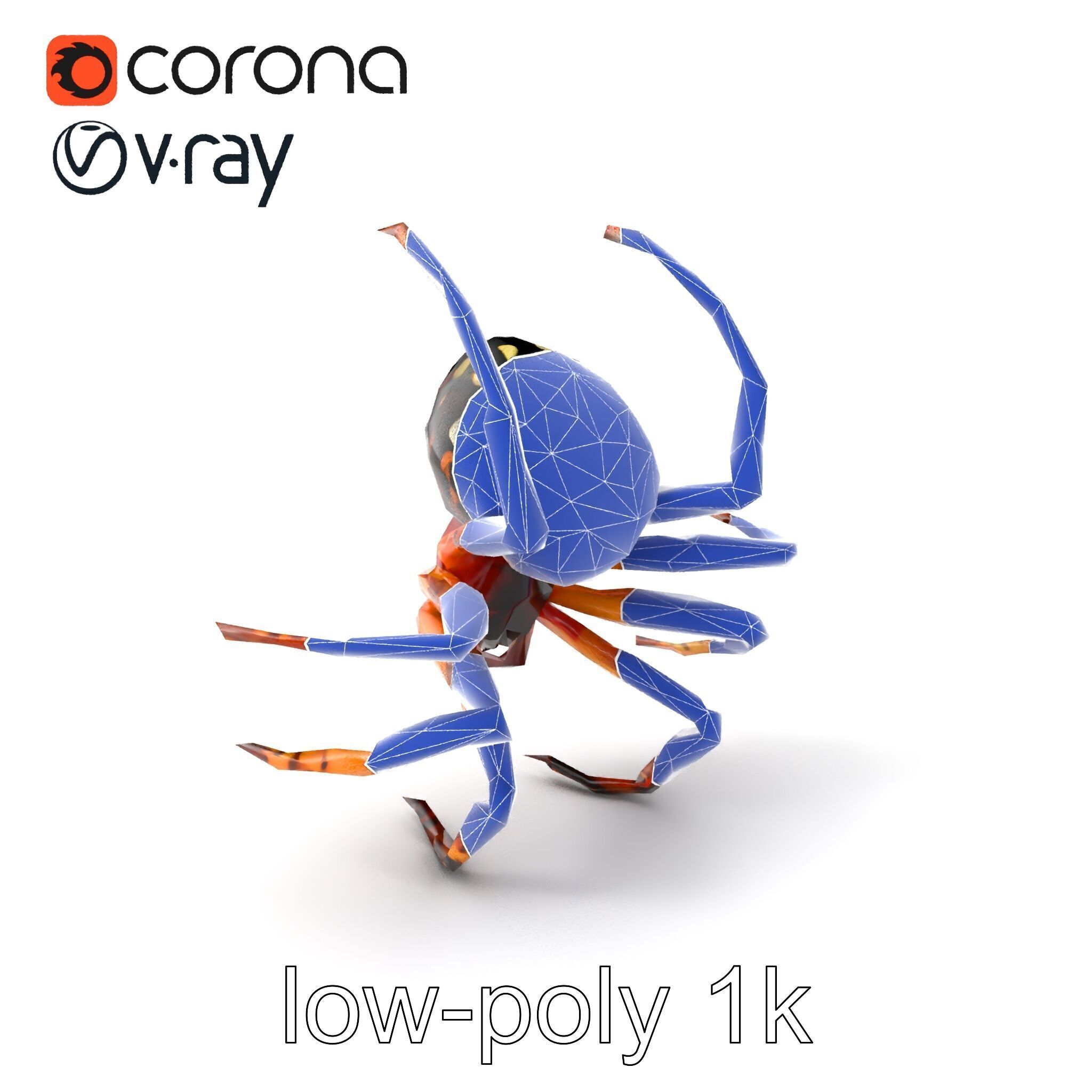 Orb-Weaver Spider Kaleidoscopic Colors model pack Low-poly 3D model_7