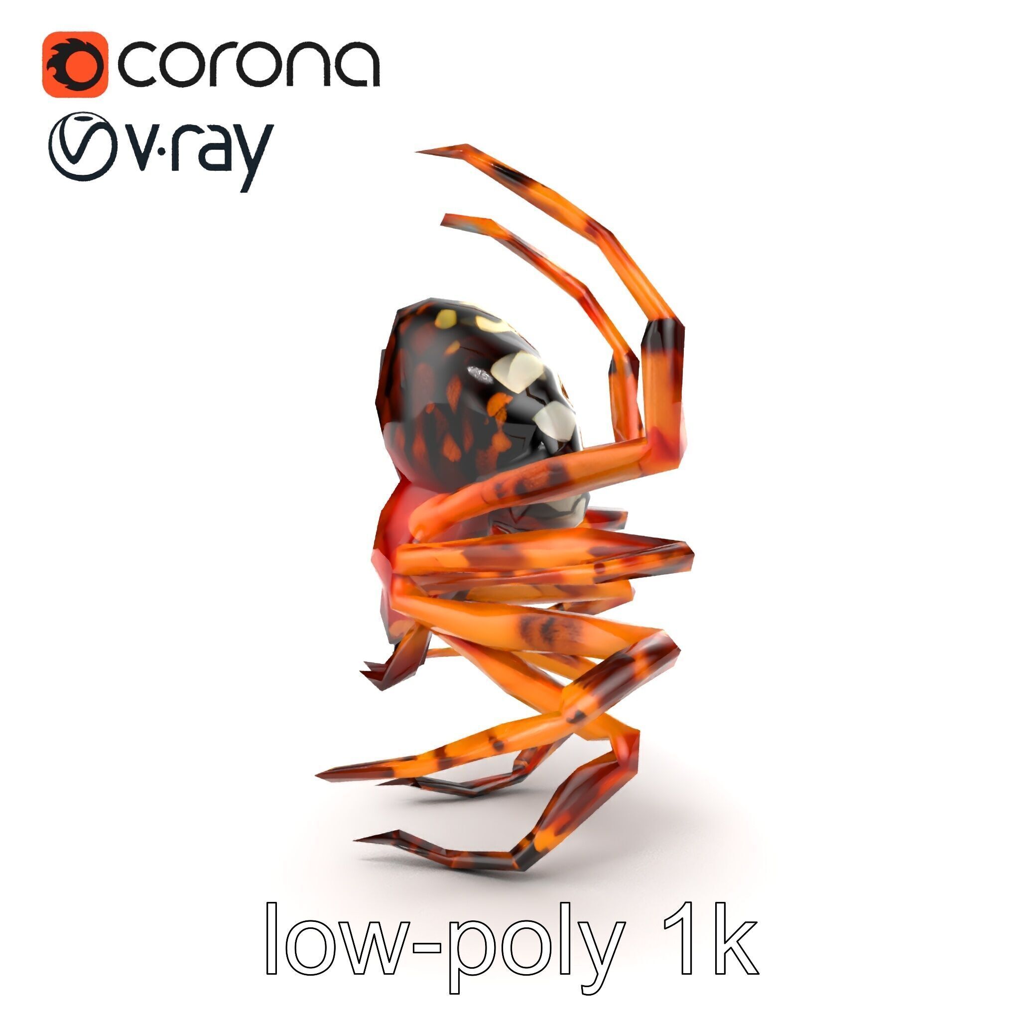 Orb-Weaver Spider Kaleidoscopic Colors model pack Low-poly 3D model_31