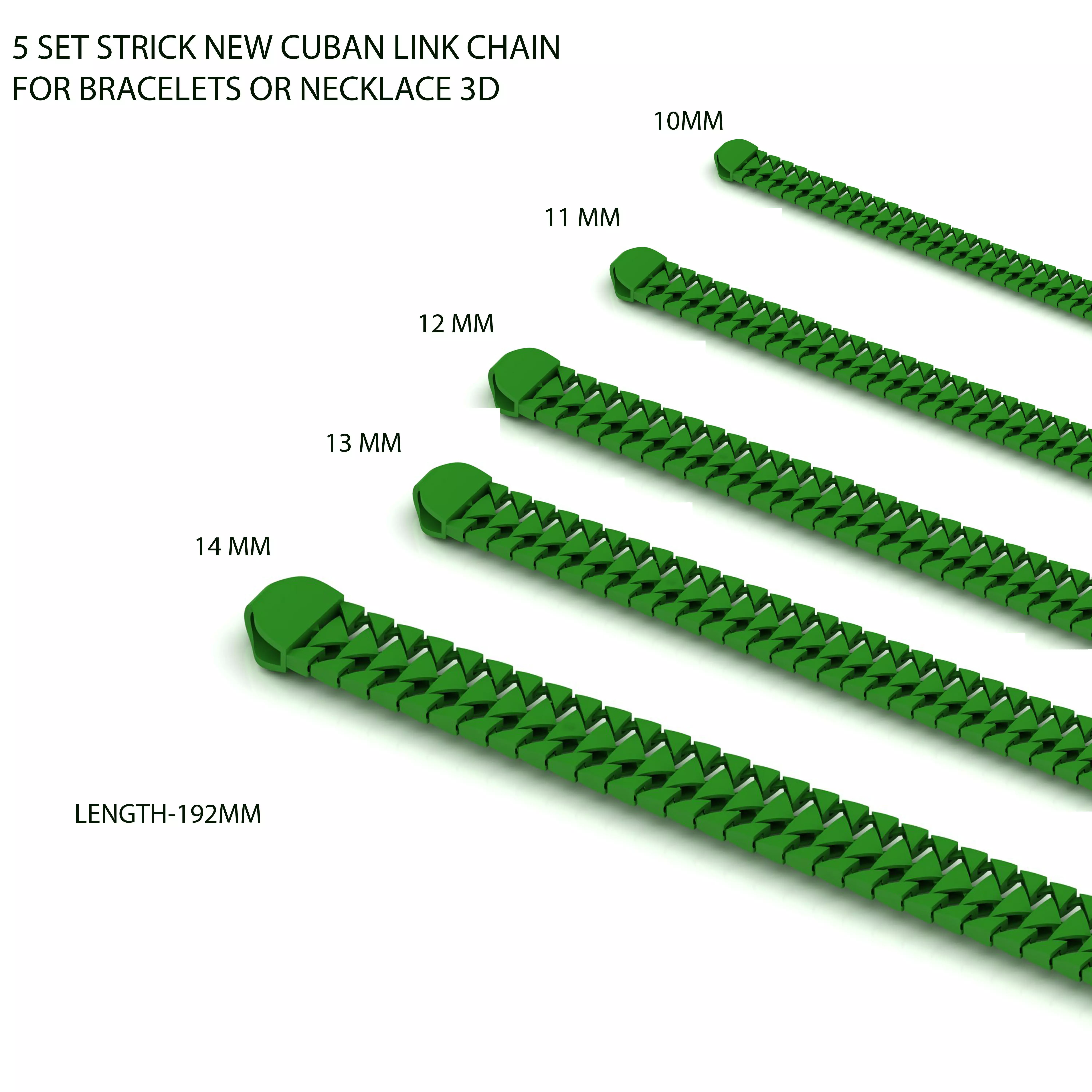 5 SIZE  NEW CUBAN LINK CHAIN FOR BRACELETS OR NECKLACE  3D Model Collection_0