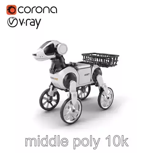 Delivery Robot Dog Model Pack with Modular Baskets Low-poly 3D model