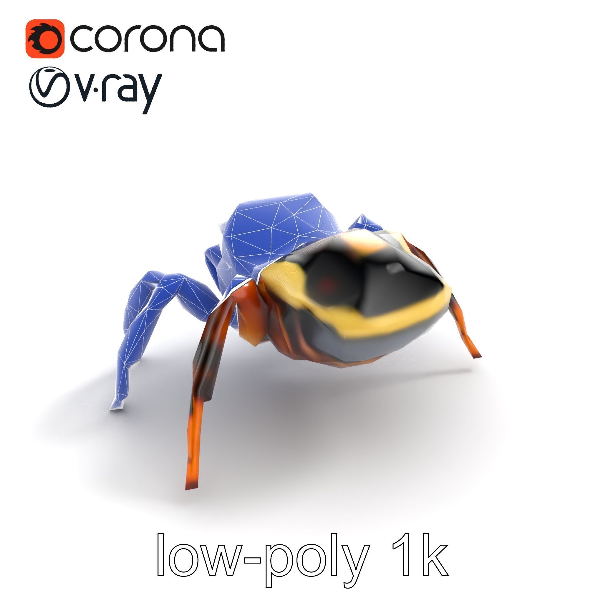 Jumping Spider Colorful Pattern Agile Leaping model pack Low-poly 3D model_12