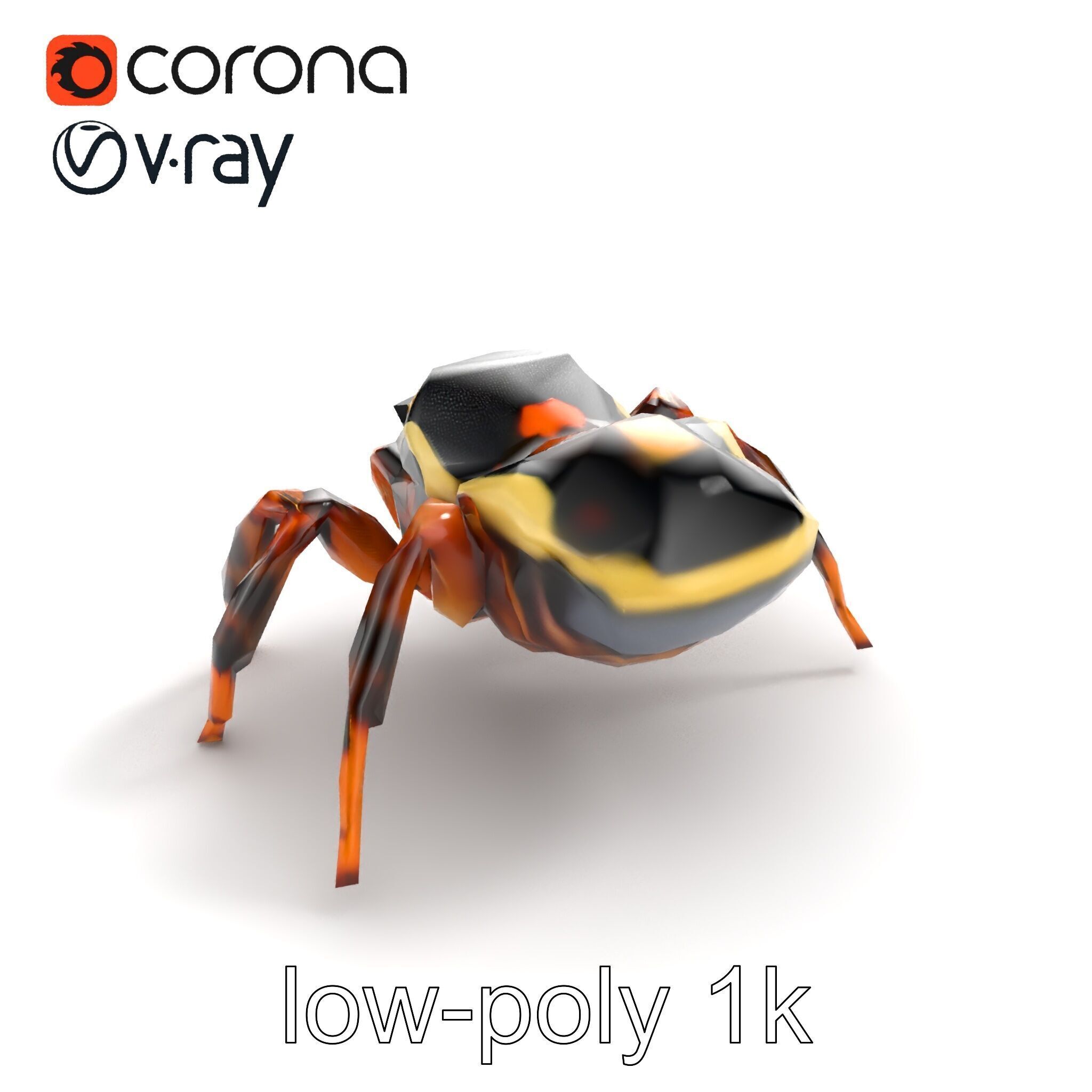 Jumping Spider Colorful Pattern Agile Leaping model pack Low-poly 3D model_9