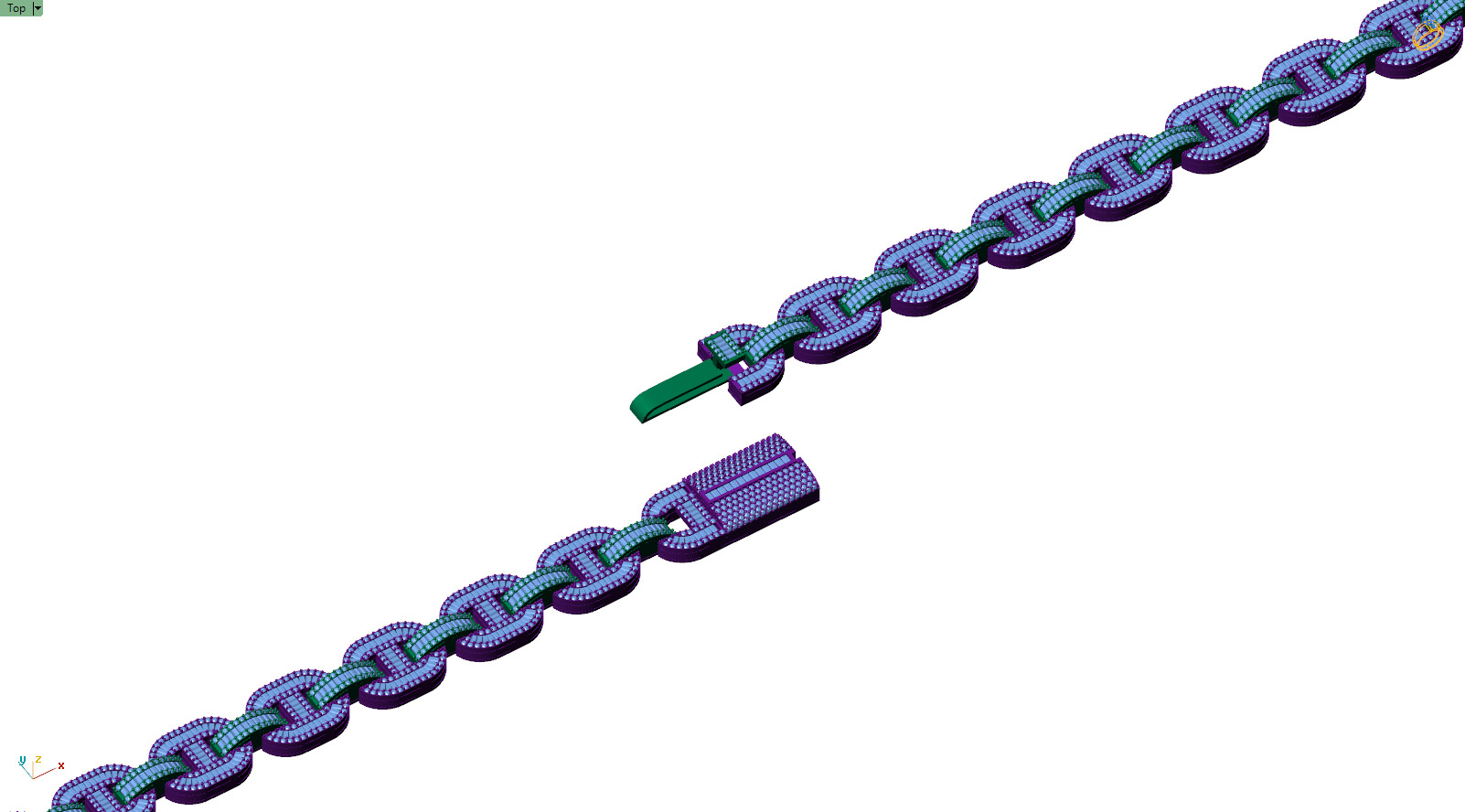 Custom Hermes Link Diamond Chain - Hermes Diamond Bracelet Link 3D print model_11