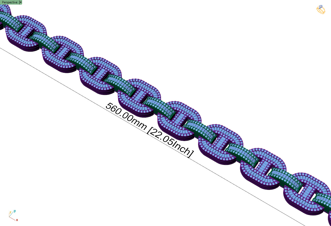 Custom Hermes Link Diamond Chain - Hermes Diamond Bracelet Link 3D print model_9