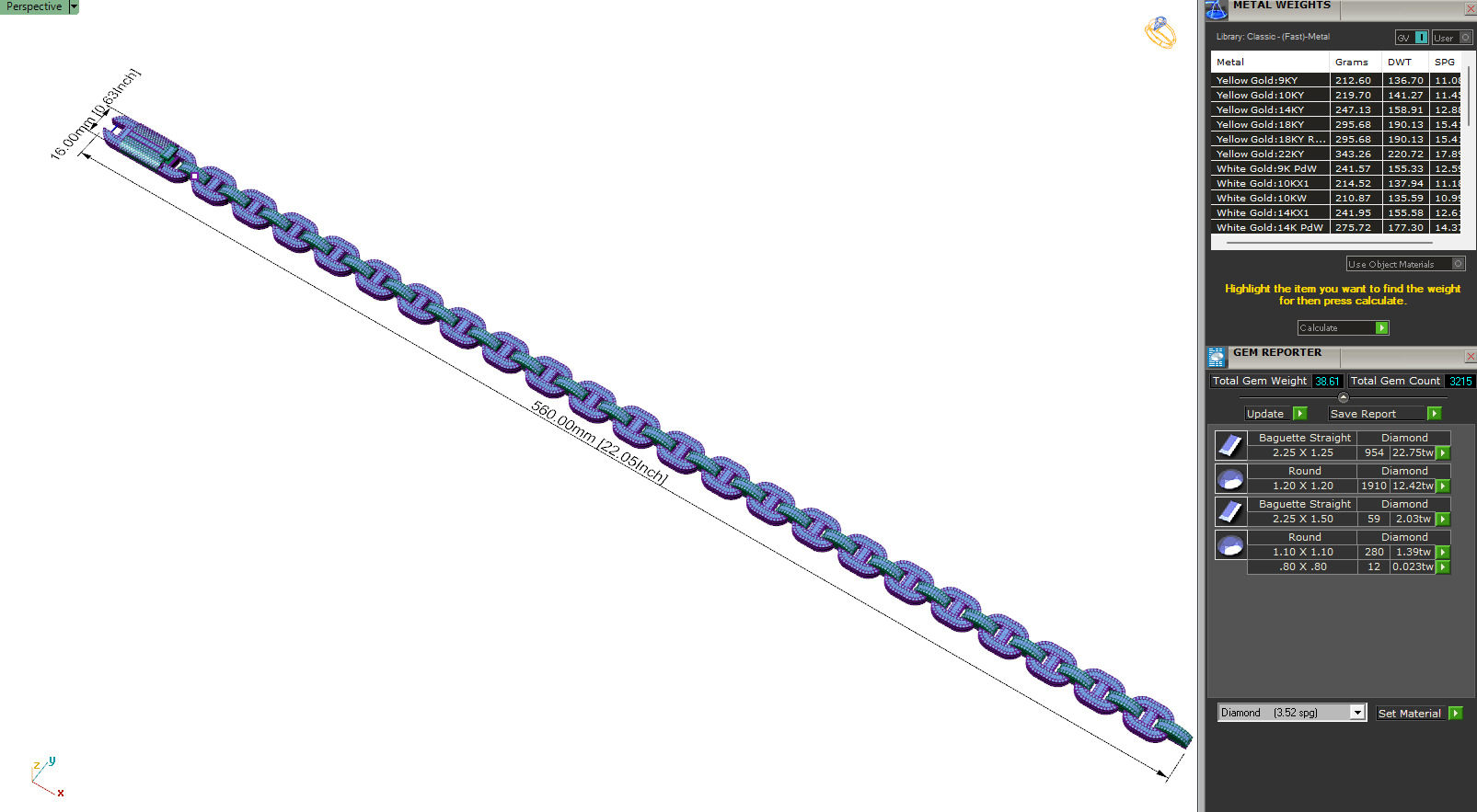 Custom Hermes Link Diamond Chain - Hermes Diamond Bracelet Link 3D print model_8