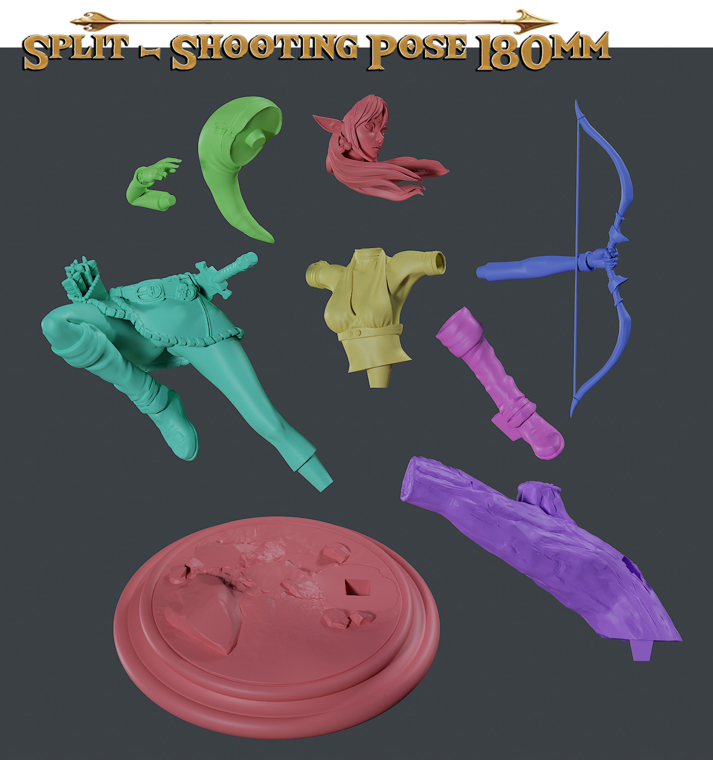 Saya Silent Arrow Shooting Pose 3D print model_11