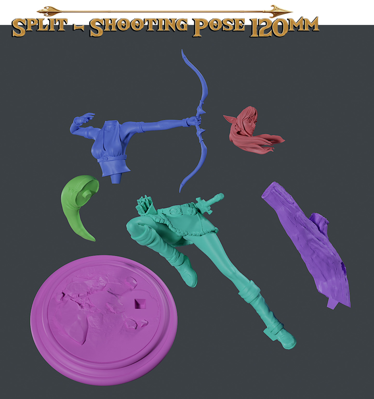 Saya Silent Arrow Shooting Pose 3D print model_9