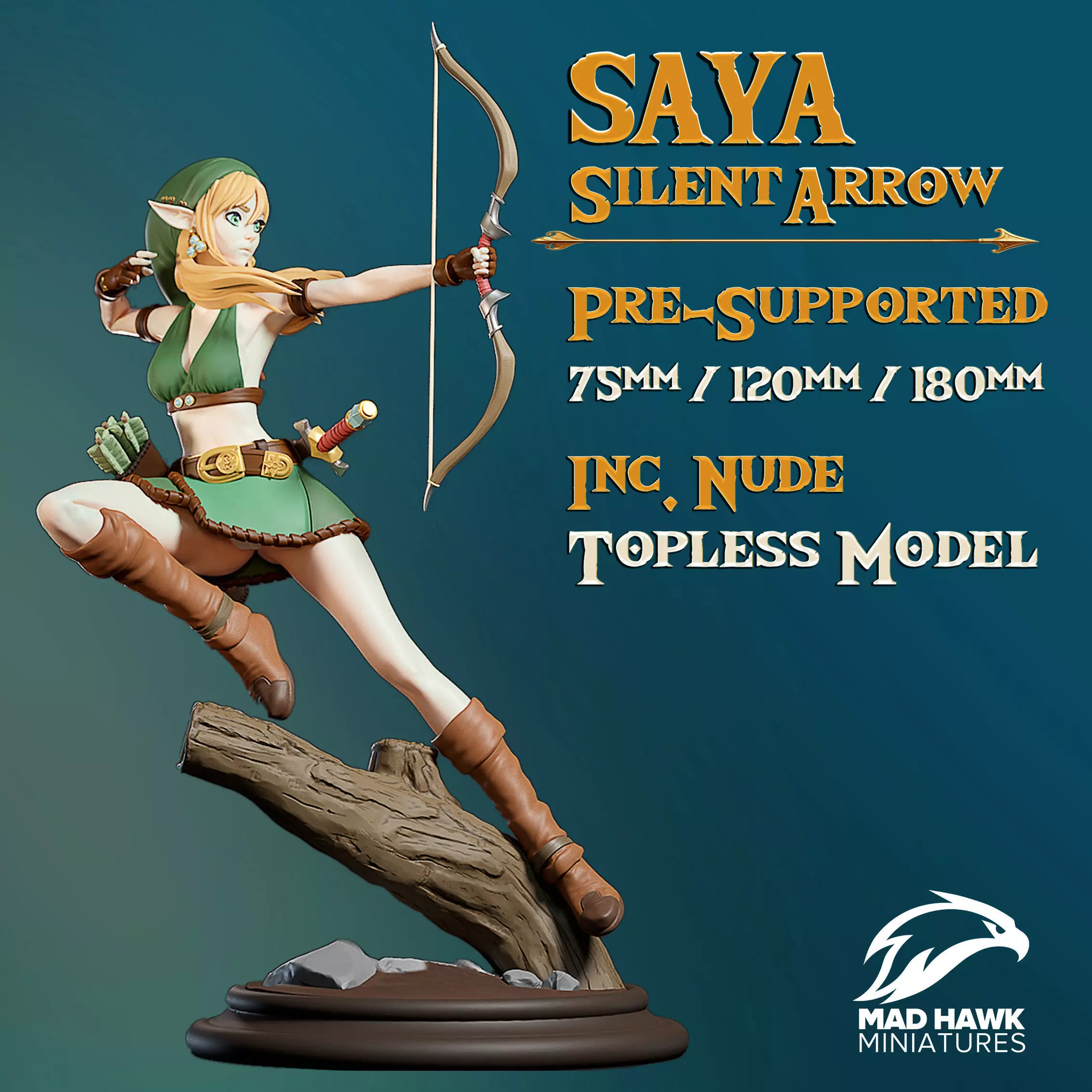 Saya Silent Arrow Shooting Pose 3D print model_0