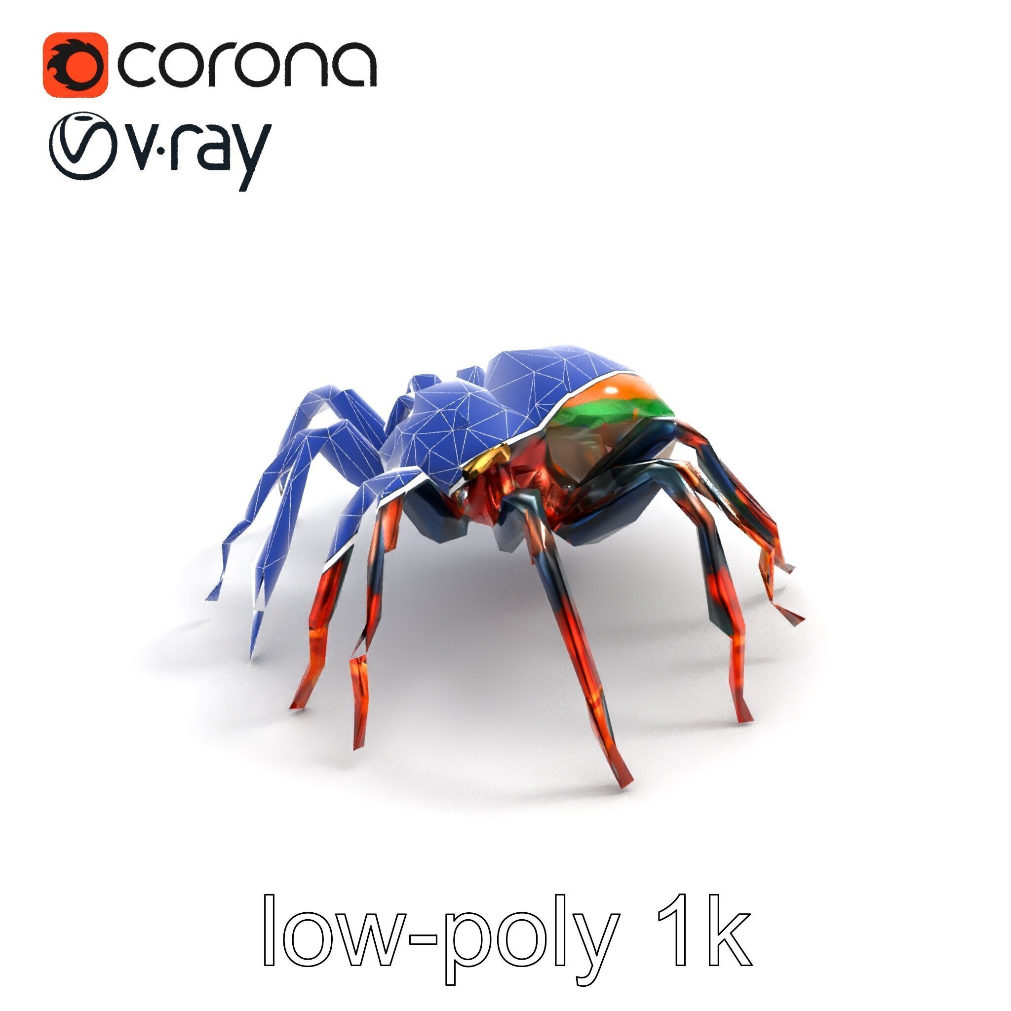 Vibrant Peacock Spider Detailed 3D Model Pack Low-poly 3D model_17