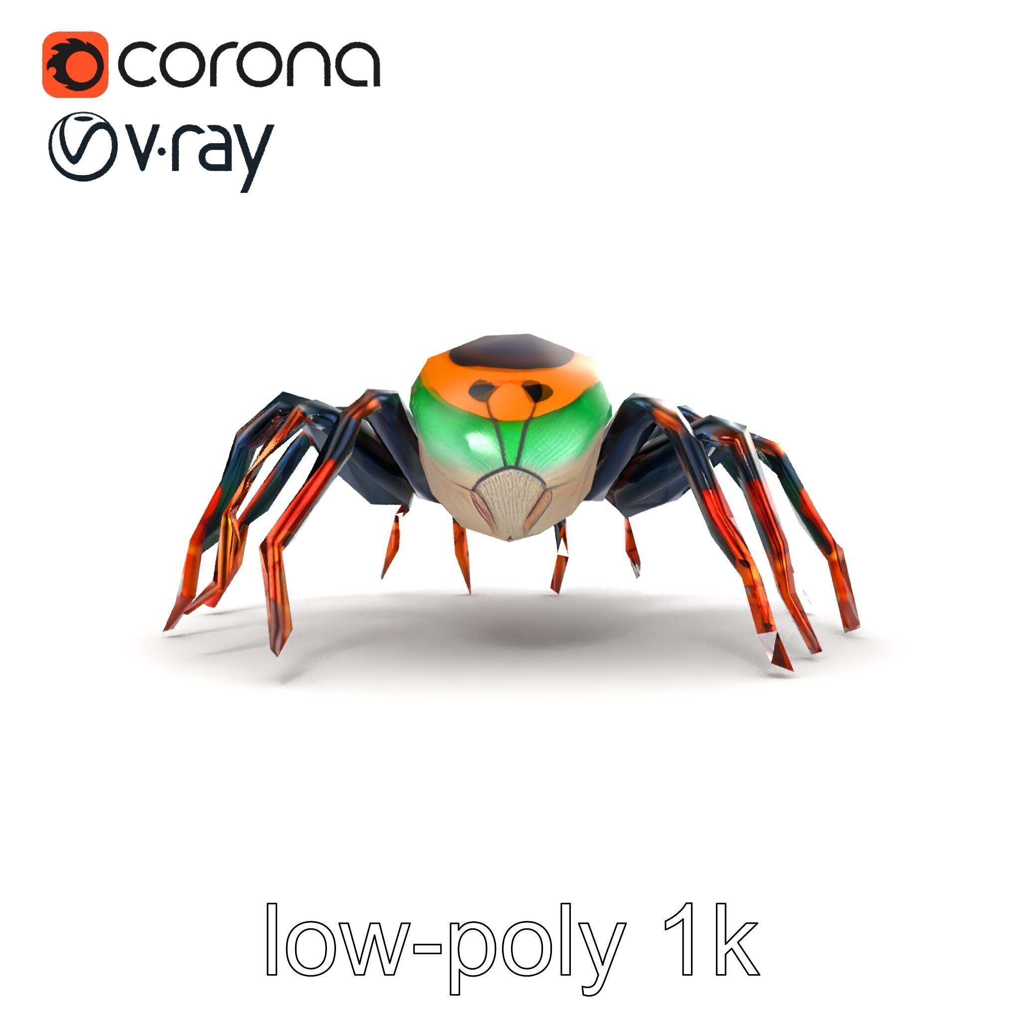Vibrant Peacock Spider Detailed 3D Model Pack Low-poly 3D model_11