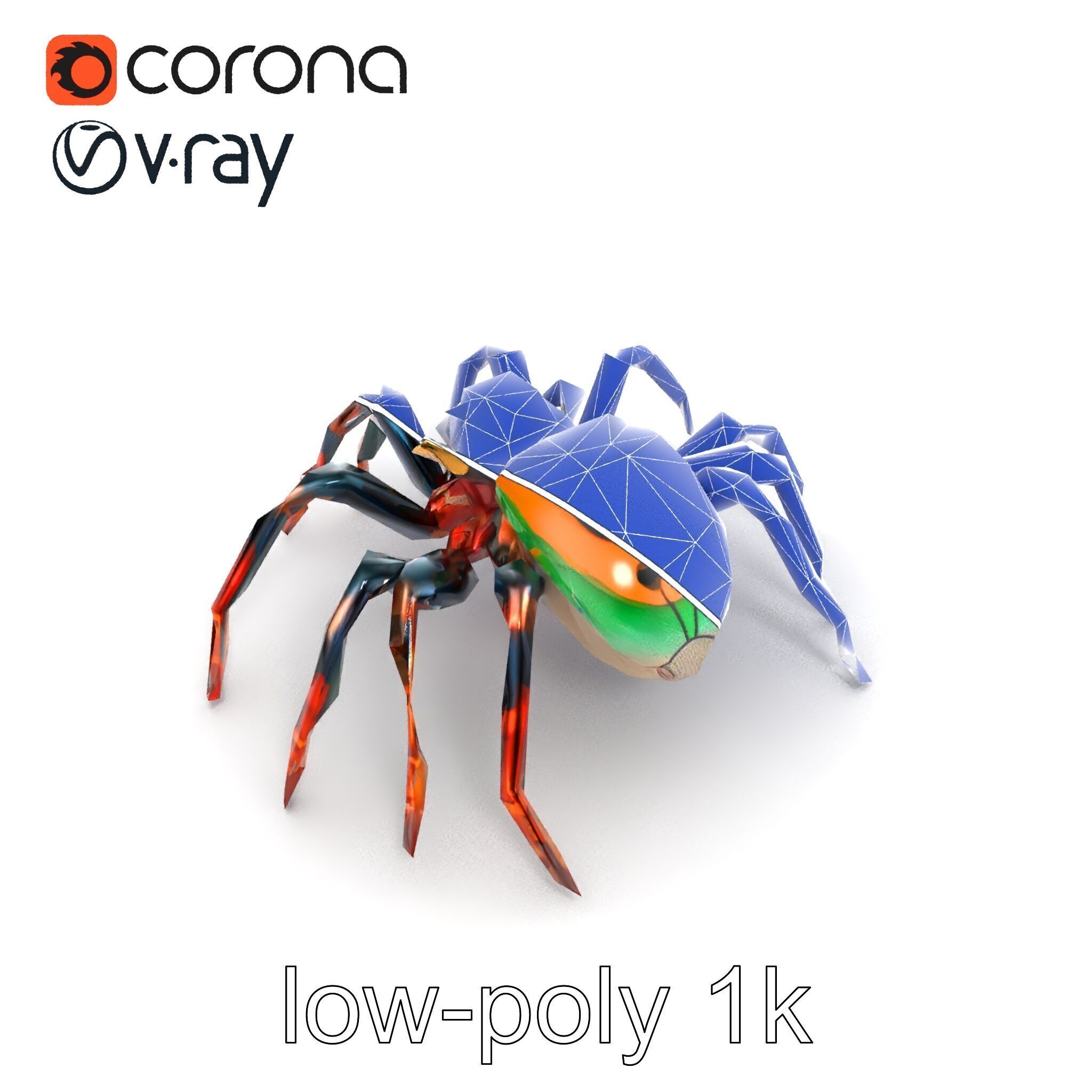 Vibrant Peacock Spider Detailed 3D Model Pack Low-poly 3D model_25