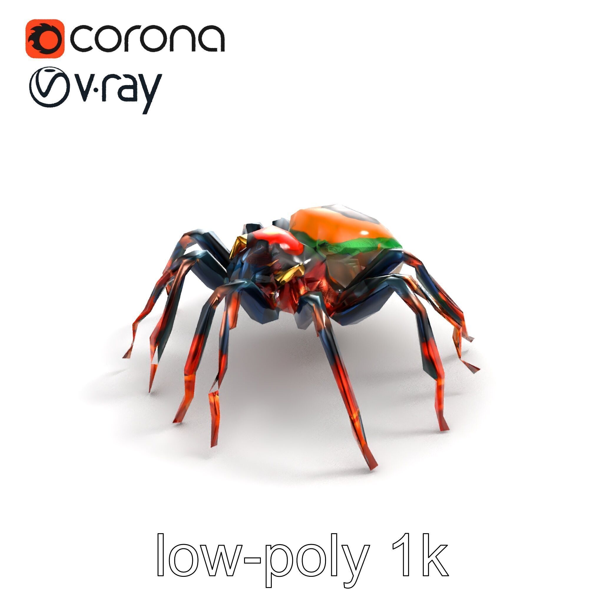 Vibrant Peacock Spider Detailed 3D Model Pack Low-poly 3D model_8