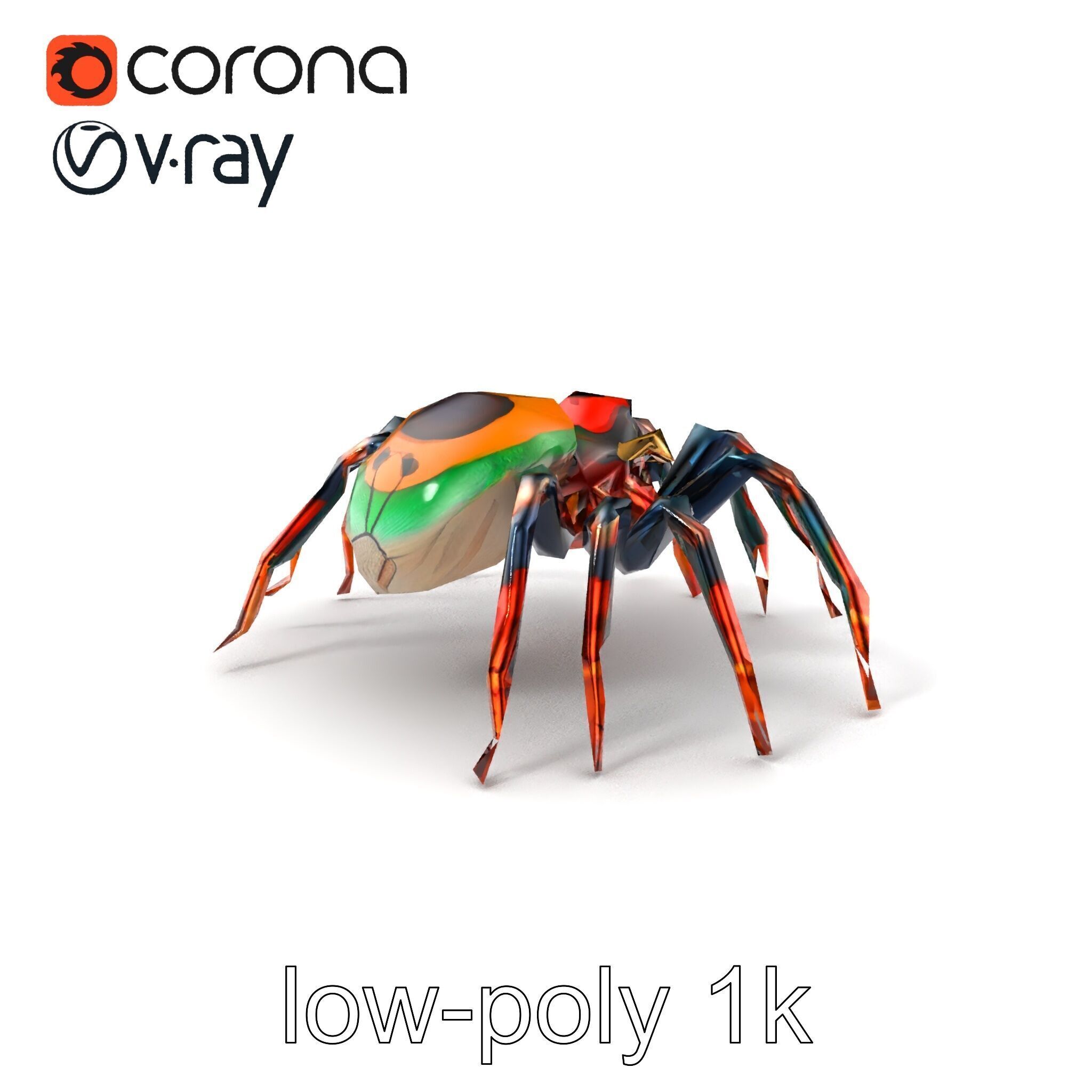 Vibrant Peacock Spider Detailed 3D Model Pack Low-poly 3D model_4