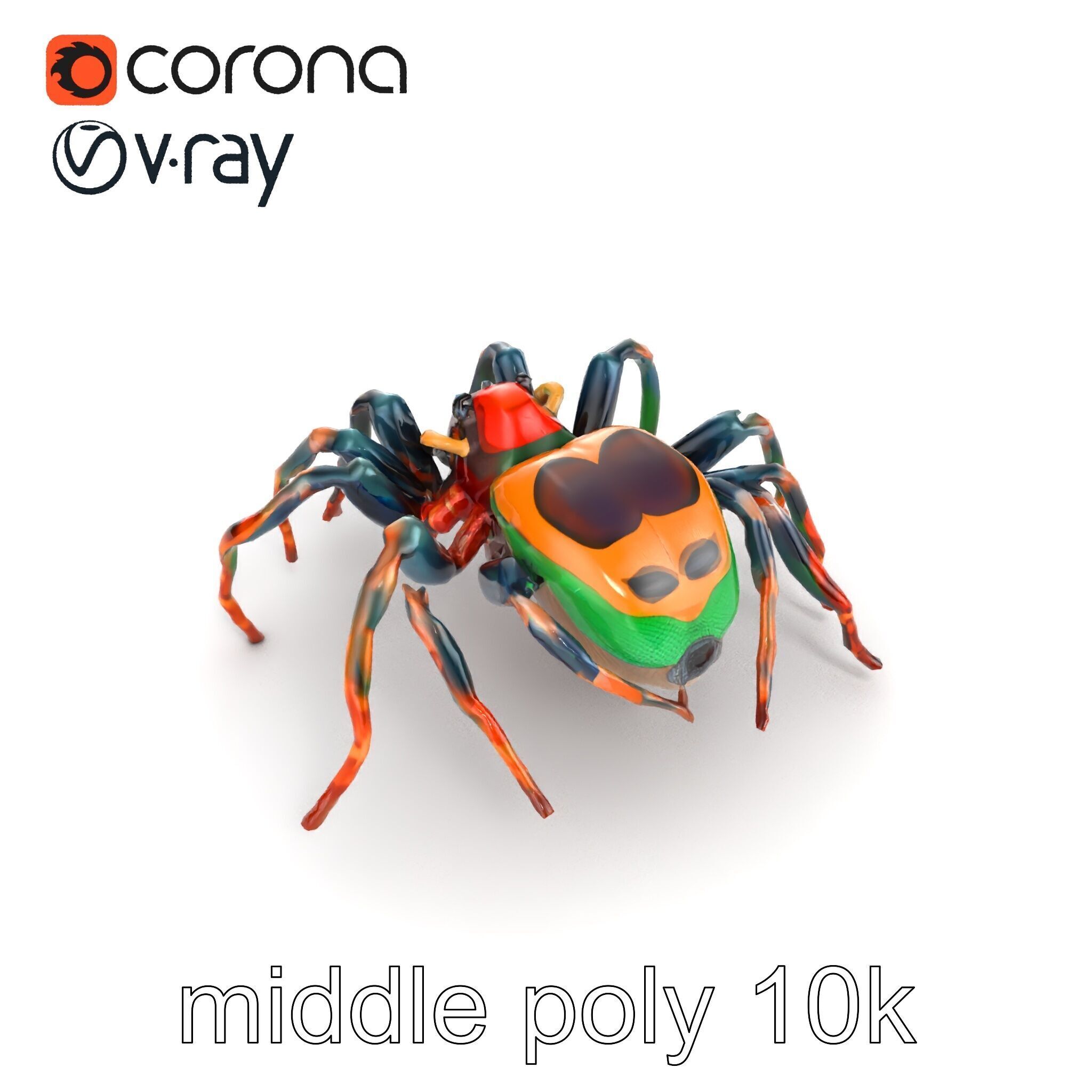 Vibrant Peacock Spider Detailed 3D Model Pack Low-poly 3D model_23