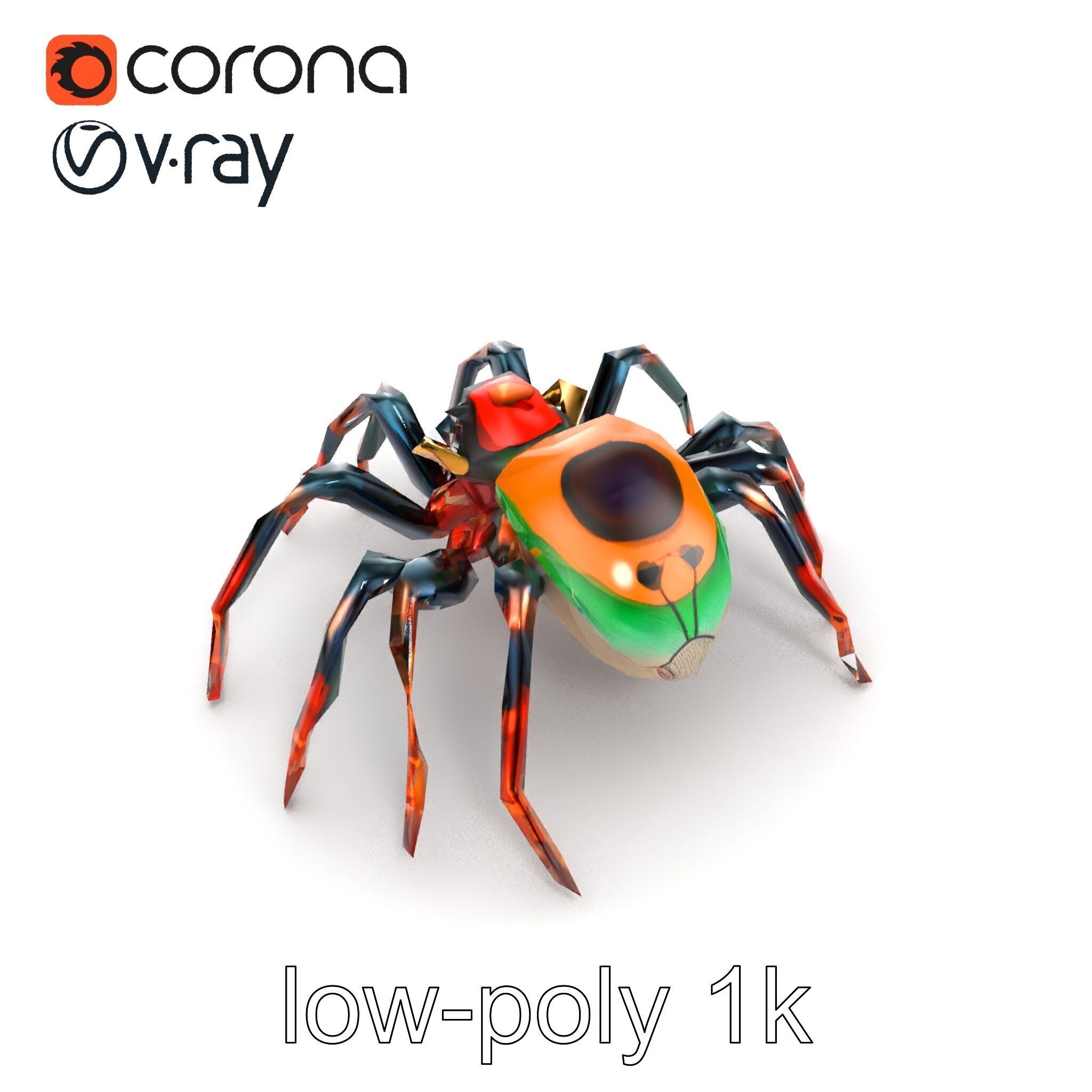 Vibrant Peacock Spider Detailed 3D Model Pack Low-poly 3D model_22