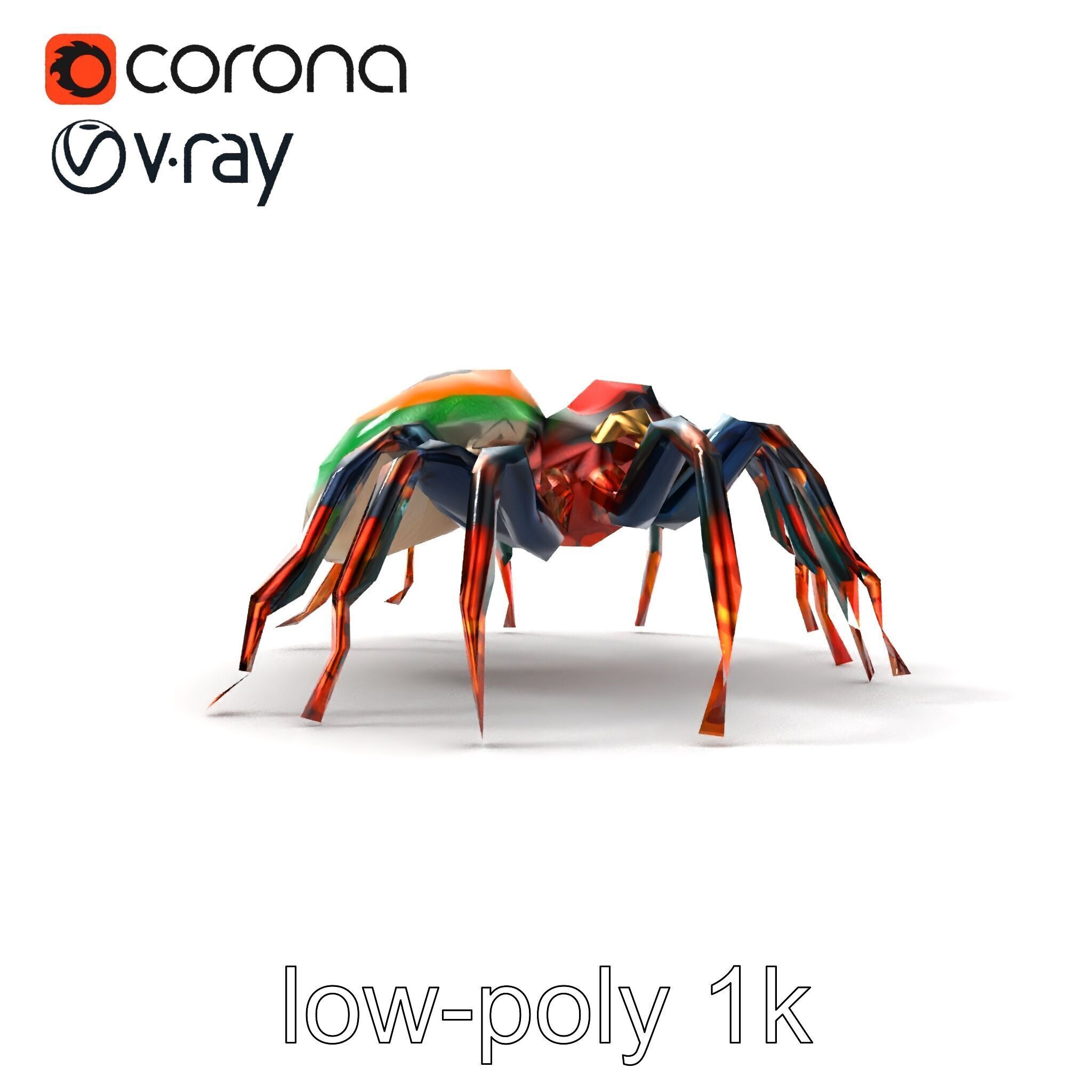 Vibrant Peacock Spider Detailed 3D Model Pack Low-poly 3D model_21