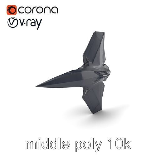Stealth Spaceship Reconnaissance Angular Design Model Pack Low-poly 3D model